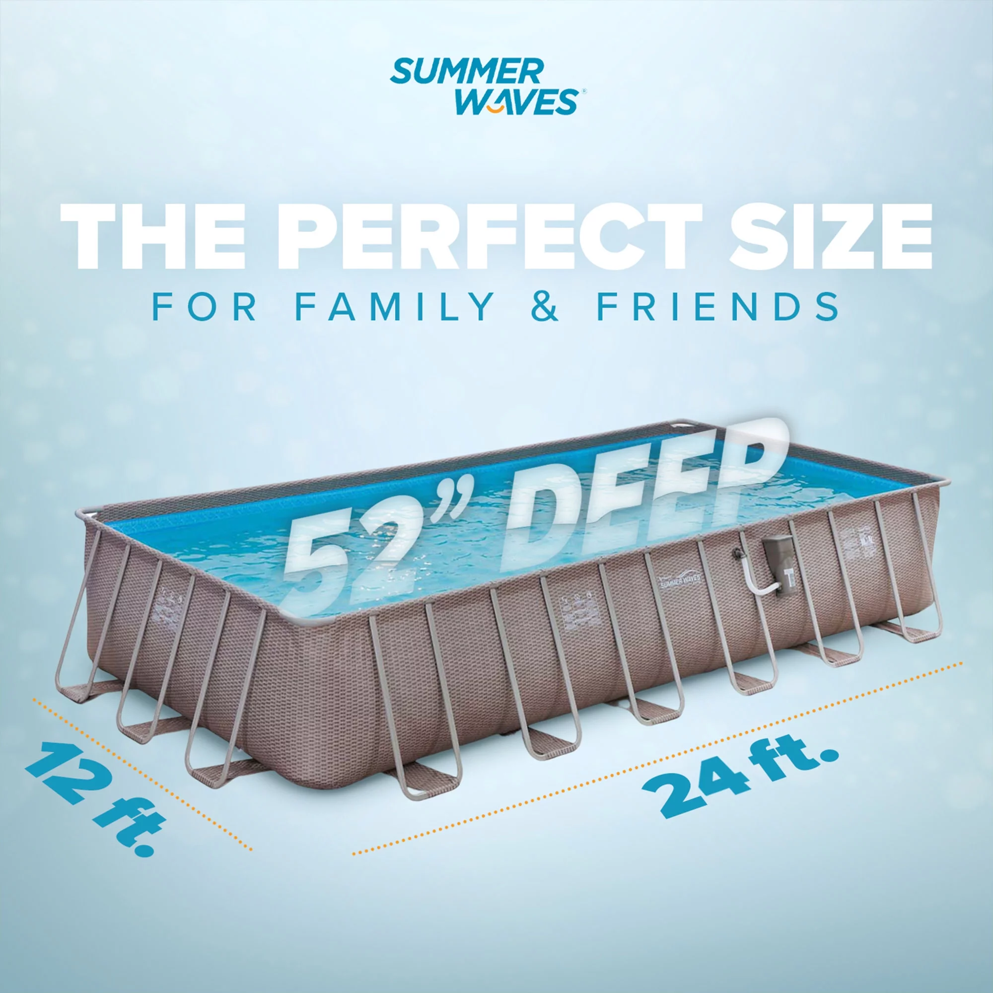 Summer Waves 24 x 12 x 4.5' Rectangle Above Ground Frame Swimming Pool Set - Womvr