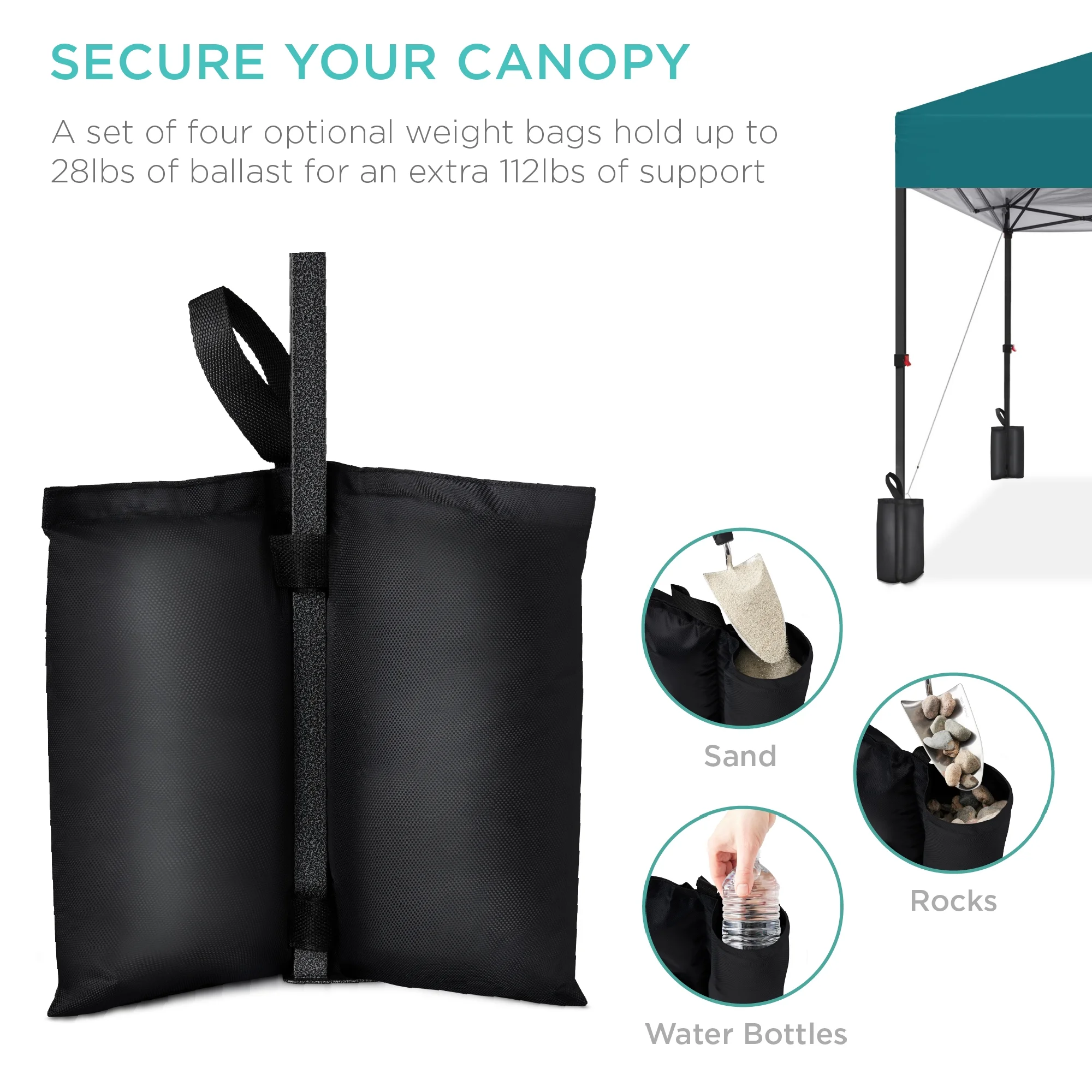 Best Choice Products 10x10ft Easy Setup Pop Up Canopy w/ 1-Button Setup, Wheeled Case, 4 Weight Bags - Cerulean - Womvr