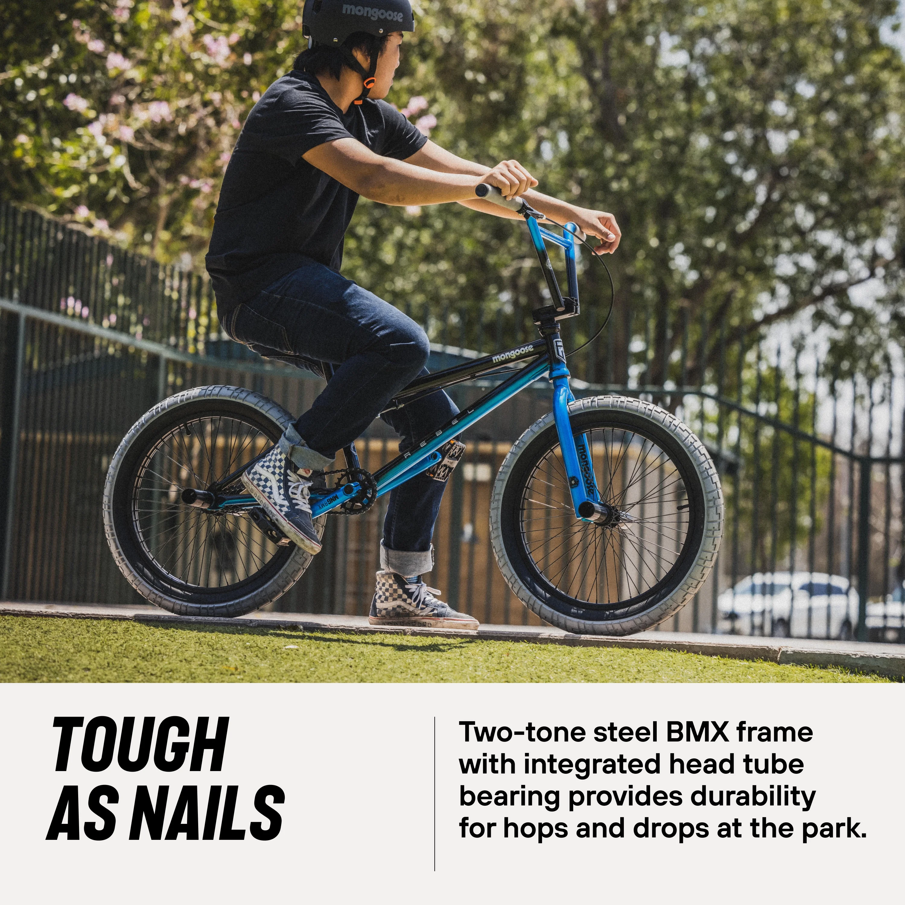 Mongoose Rebel X2 Kids Boys 20-in. BMX Bike, Black & Blue - Womvr