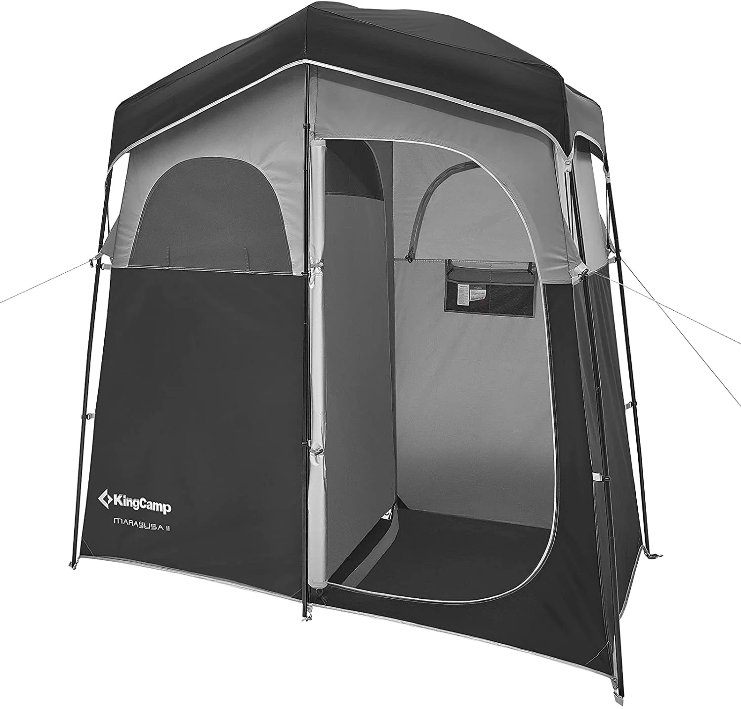 KingCamp Oversized 2 Rooms Camping Shower Tent Extra Wide Outdoor Shower Tent Privacy Tent for Portable Toilet/Bathroom/Dressing Changing Room with Carry Bag, Blue - Womvr
