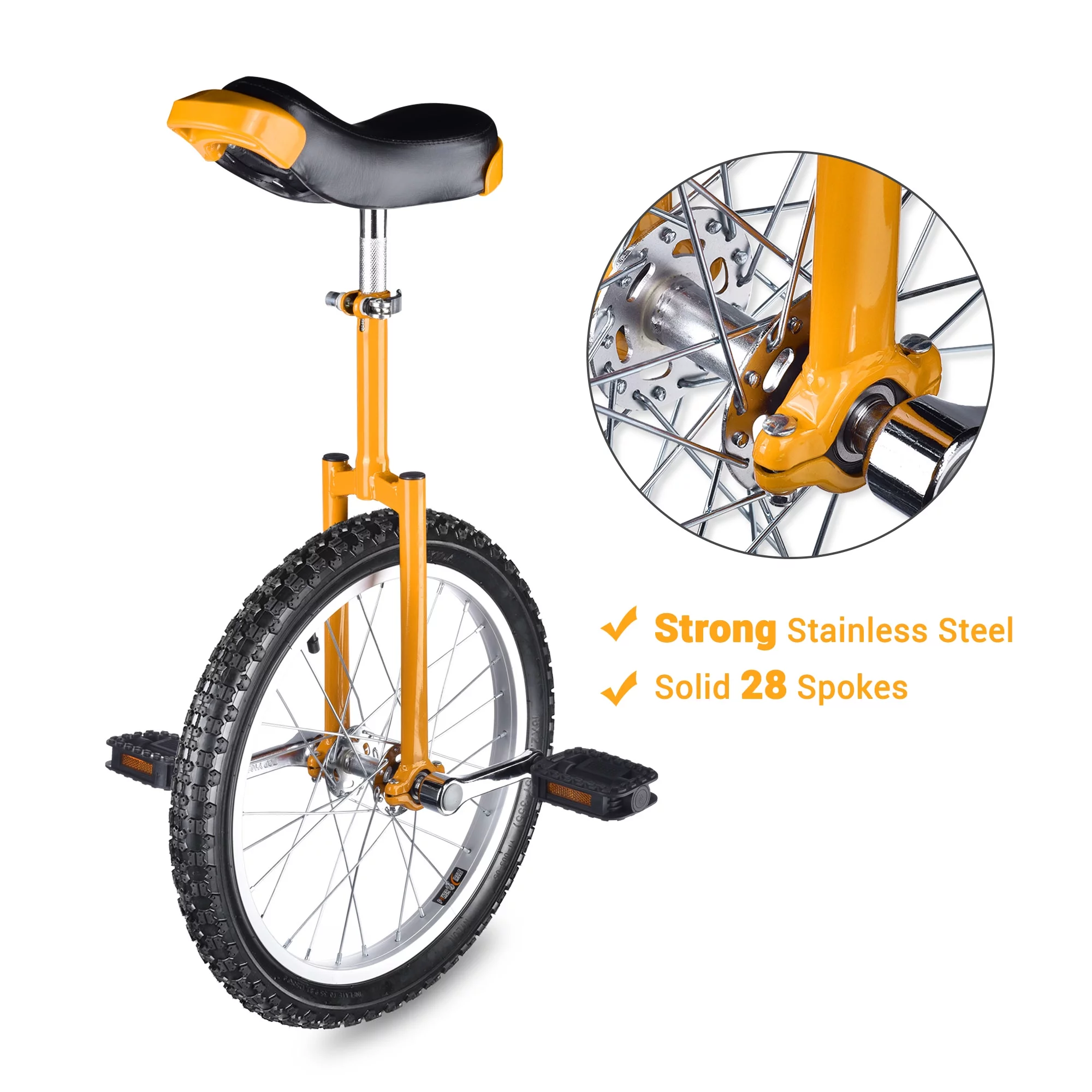Yescom 18 In Wheel Outdoor Unicycle Skid-proof Tire Fitness Bicycle Balance Training for Adults Teenagers Kids, Silver - Womvr
