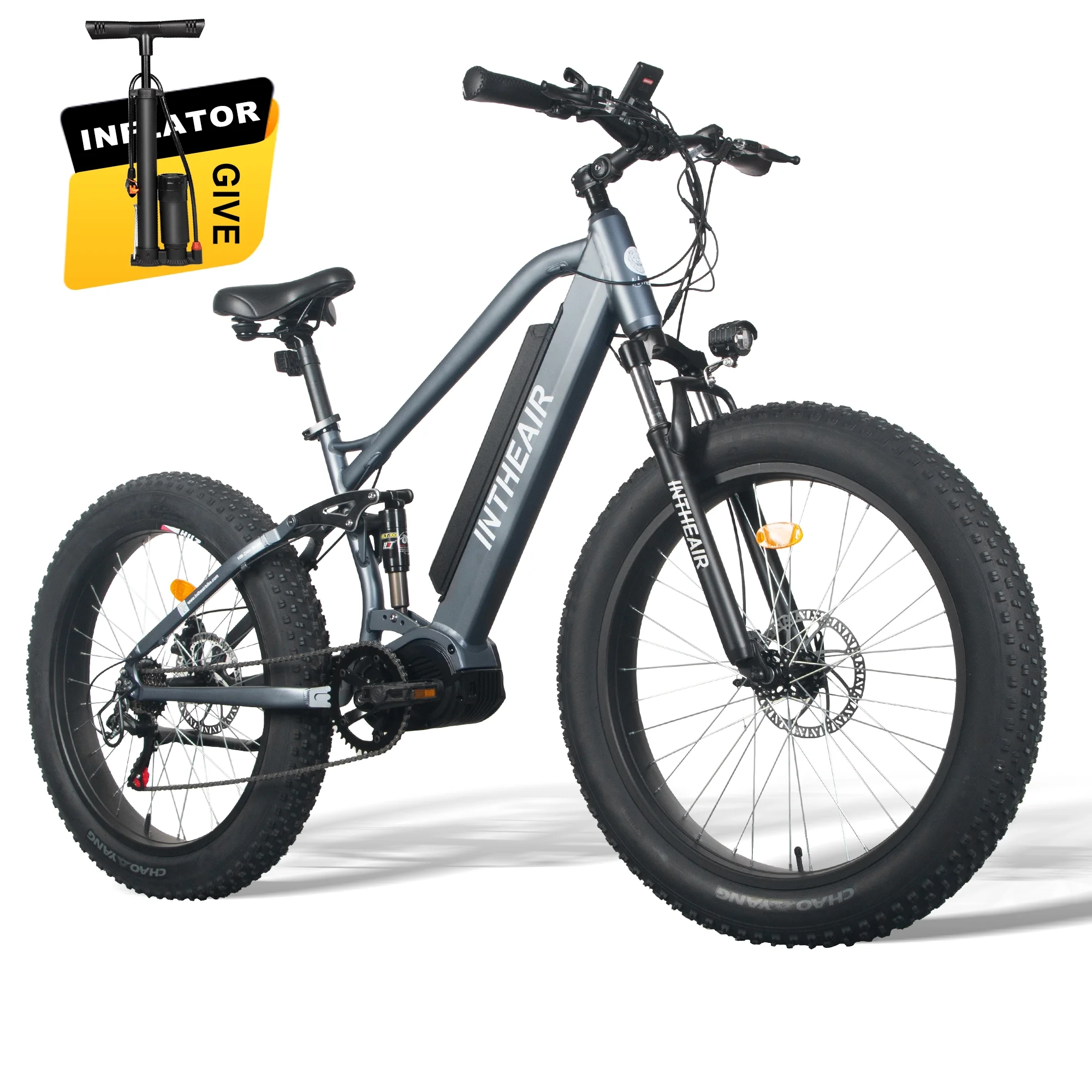 Z9 Model 26'' Fat Tire Electric Bike Commute Electric Bike for Adults Removable Battery 7 Speeds 750W Bafang Mid Motor Ebike Gray - Womvr