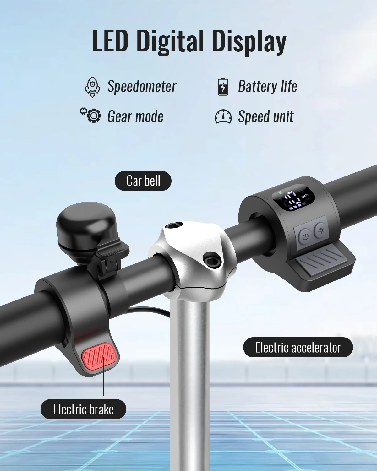 GYROOR Kids Electric Scooter, with 180 Motor & LED Visible Display, Colorful Lights, Adjustable Speed and Height, 10 Mph & 10 Miles Range Electric Scooter, Electric Scooter for Kids Ages 8-12 - Womvr