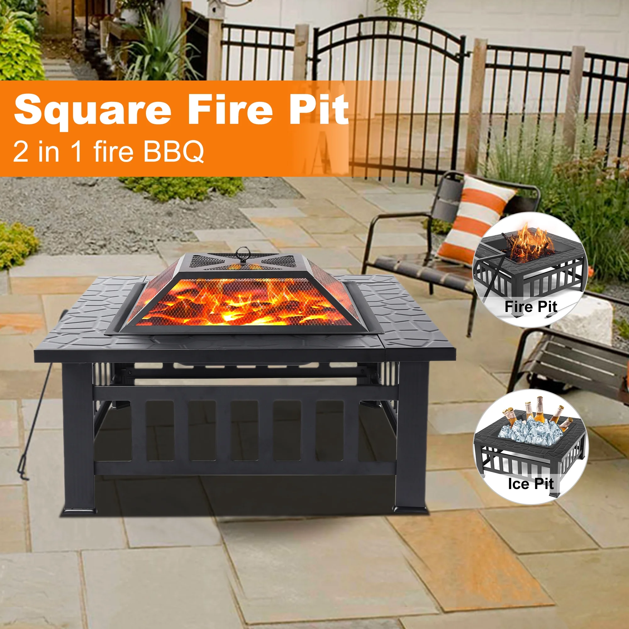 SEGMART Outdoor Fire Pit, 32
