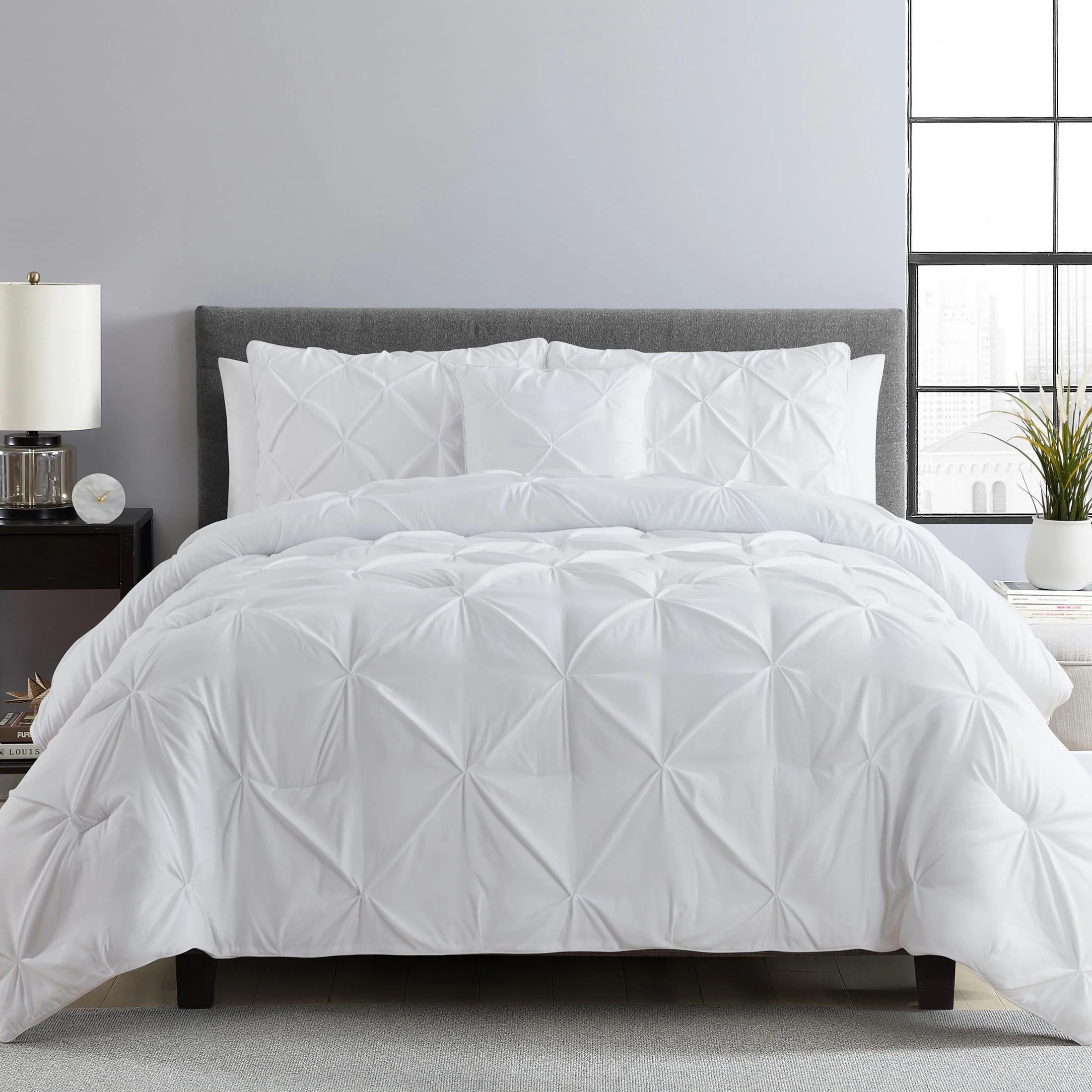 VCNY Home Carmen 4-Piece Navy Solid Pintuck Comforter Set, Queen - Womvr