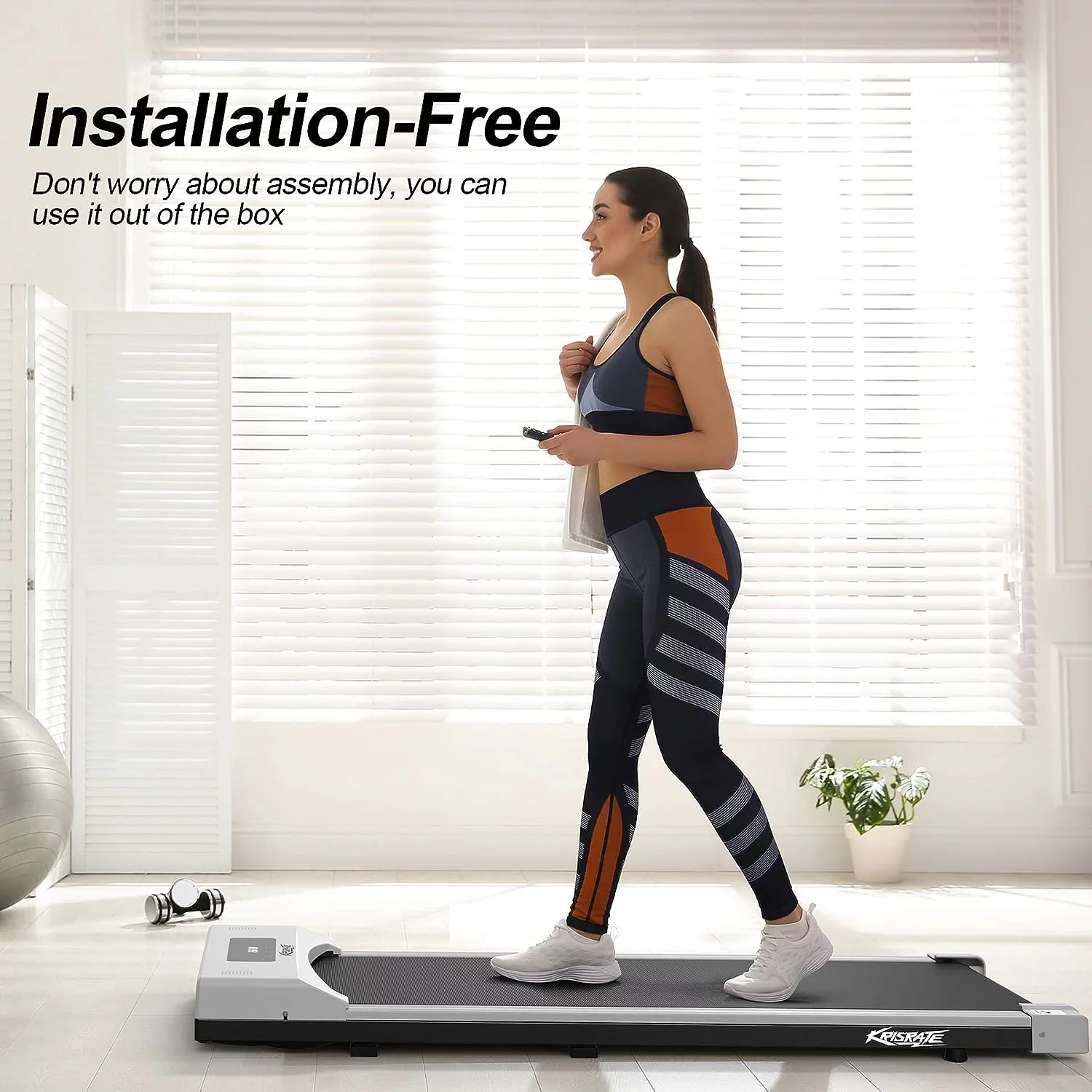 Under Desk Treadmill Portable with Remote Control, LED Dispaly Exercise Treadmill for Home, Walking Pad Electric Treadmills Quiet for Home Office, White - Womvr