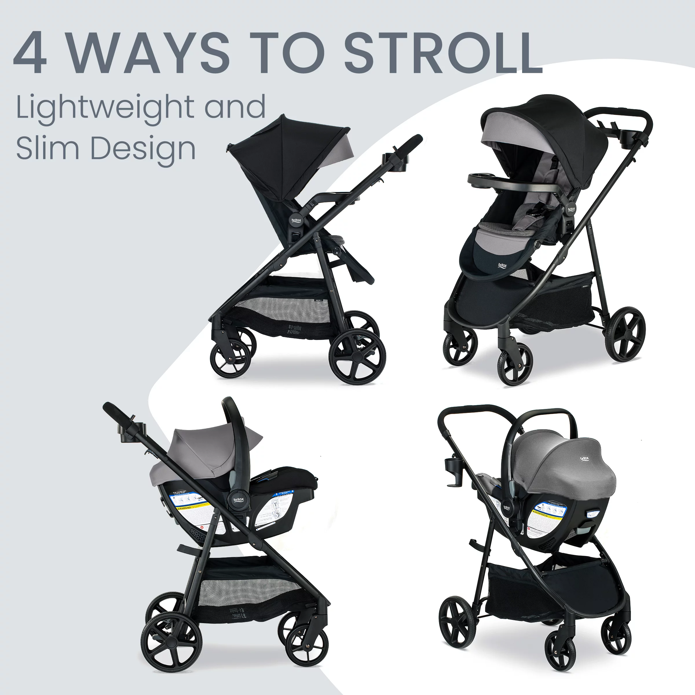 Britax Willow Brook S+ Baby Travel System, Infant Car Seat and Stroller Combo, Graphite Onyx - Womvr