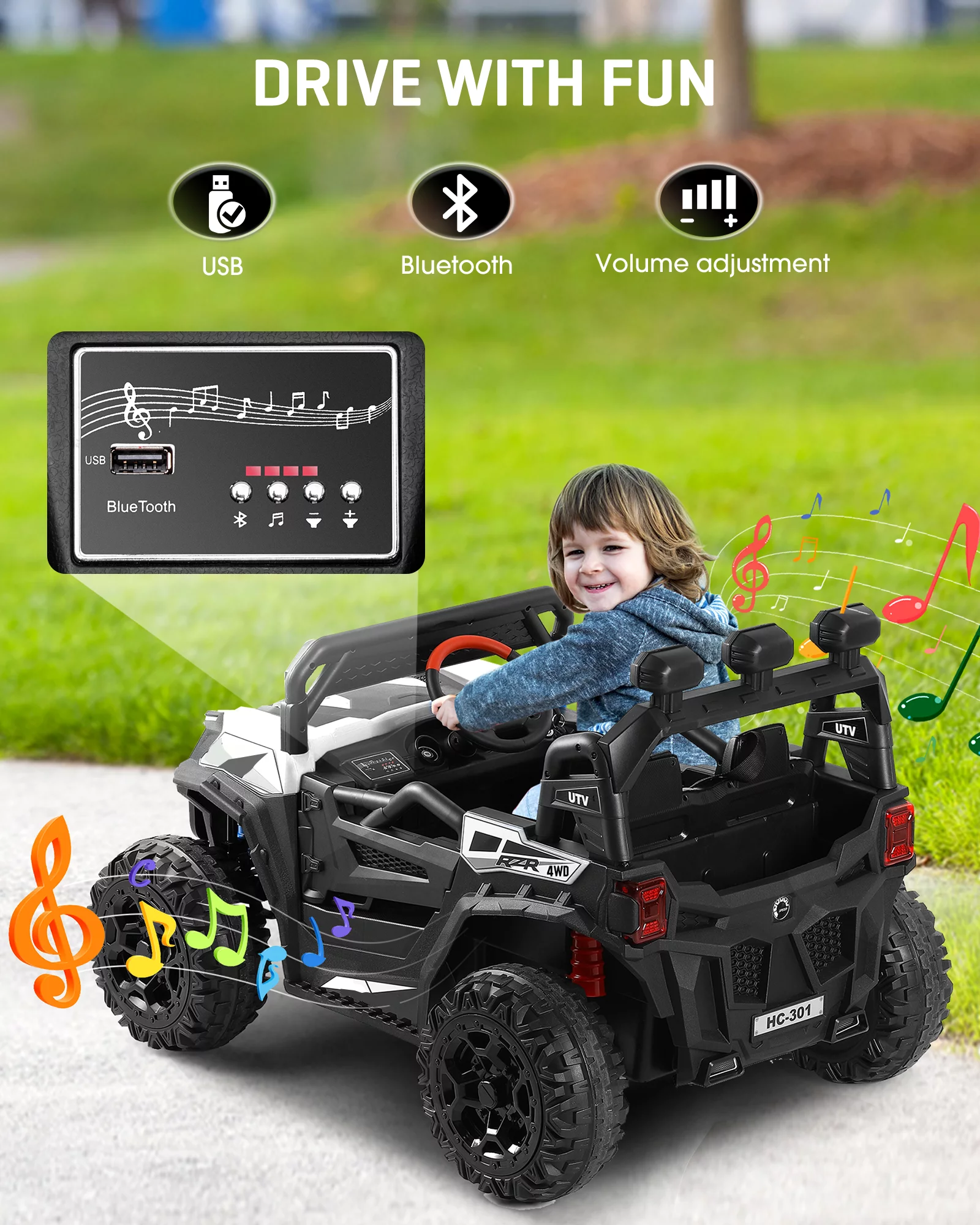 TOKTOO 24V Ride on Car, 4WD Powered Ride on UTV with Remote Control & Trunk Storage Space,  1 Seater Kid Car for Boys Girls -Blue - Womvr