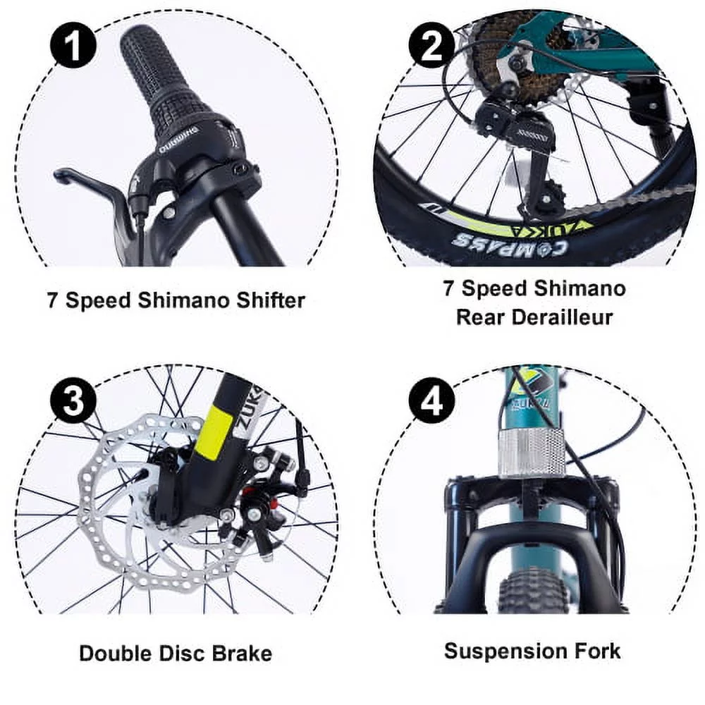 Zukka 20 inch  Girls Mountain Bike 7 Speed Aluminum Alloy Frame Bicycle for Kids Girls in Pink - Womvr