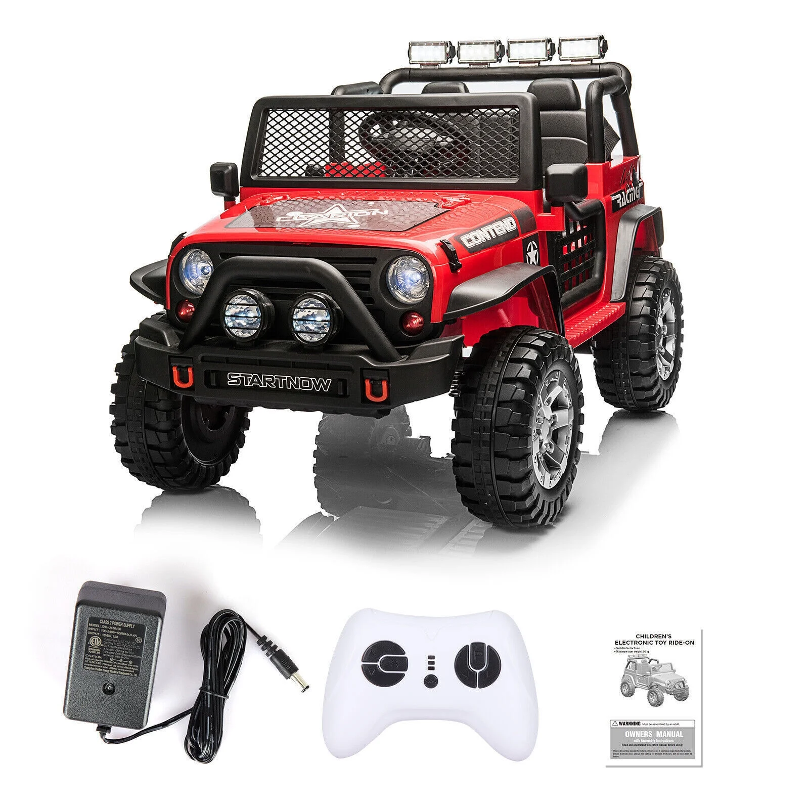 Dazone 12V Kids Ride on Jeep Car, Electric 2 Seats Off-road Jeep Ride on Truck Vehicle with Remote Control, LED Lights, MP3 Music, Black - Womvr