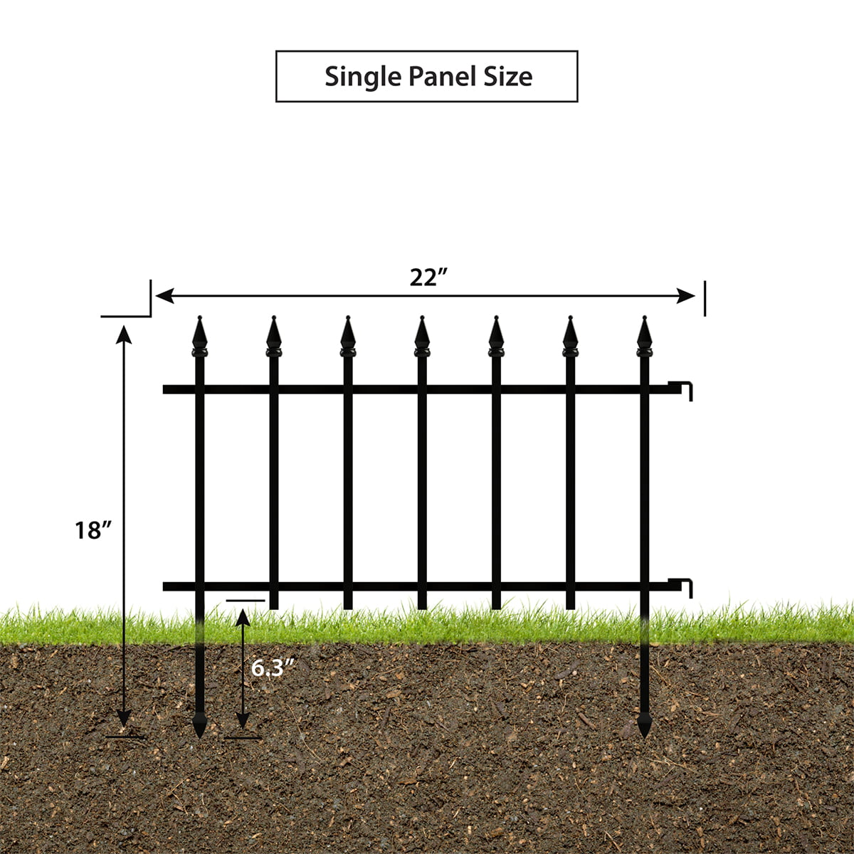 Expert Gardener Empire Black Powder Coated Steel Garden Border 22.5 inches W x 18 inches H - Womvr
