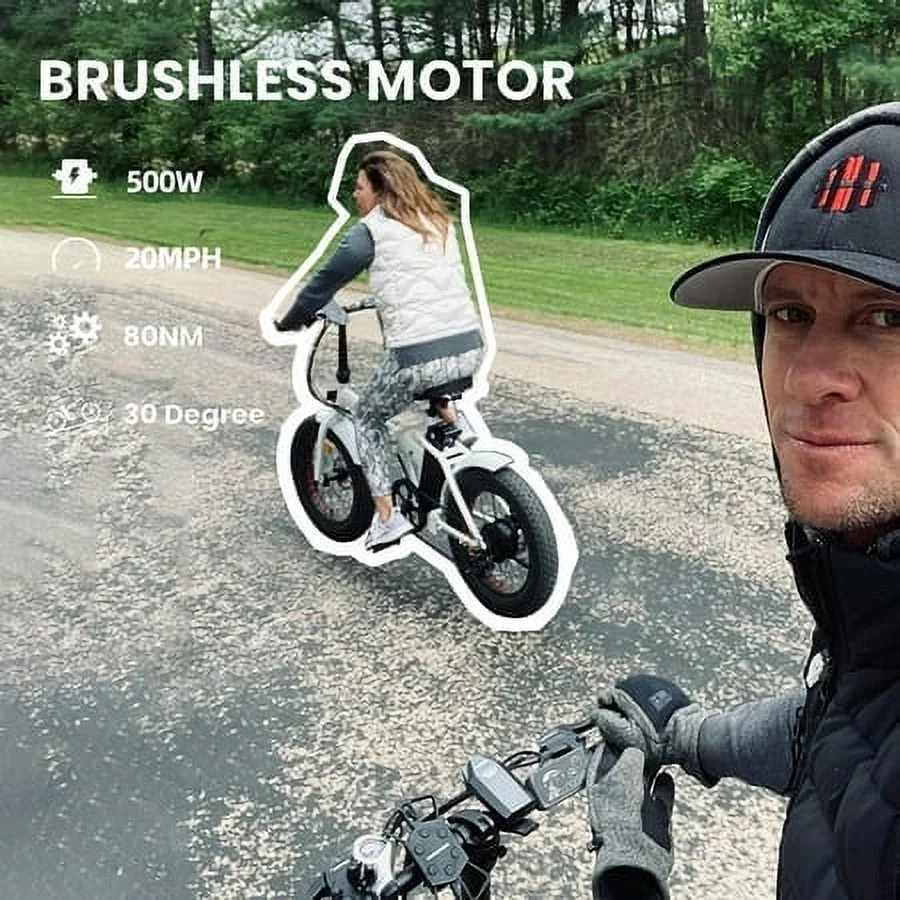 ECOTRIC 20 Inch Fat Tire e-Bike 500W 48V Foldable frame Pedal Assist Commute Bike 7 Speed A-E516646 - Womvr