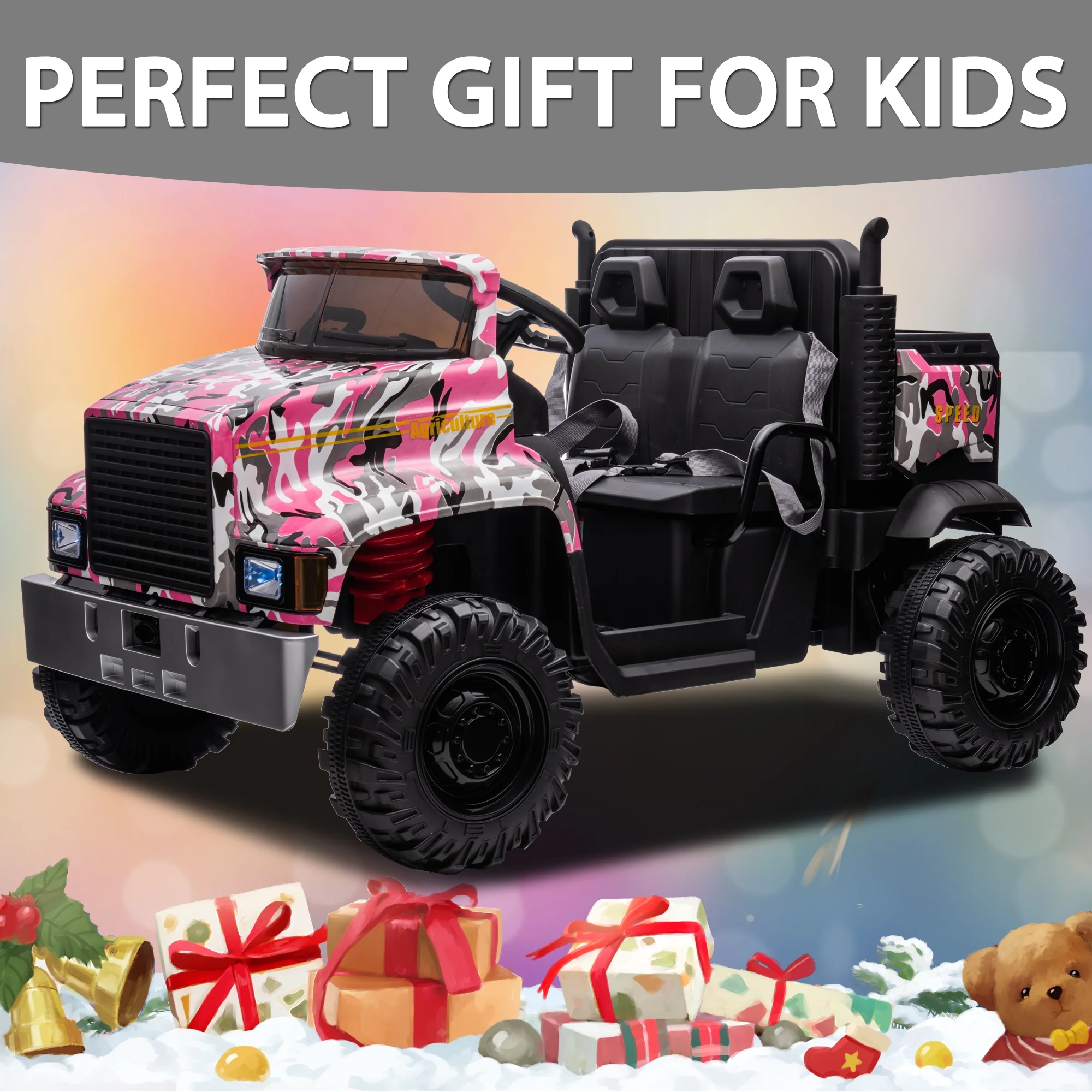 Hikiddo JC222 24V Ride on Toy, Kids Ride On Dump Truck 2 Seater with Remote - Womvr