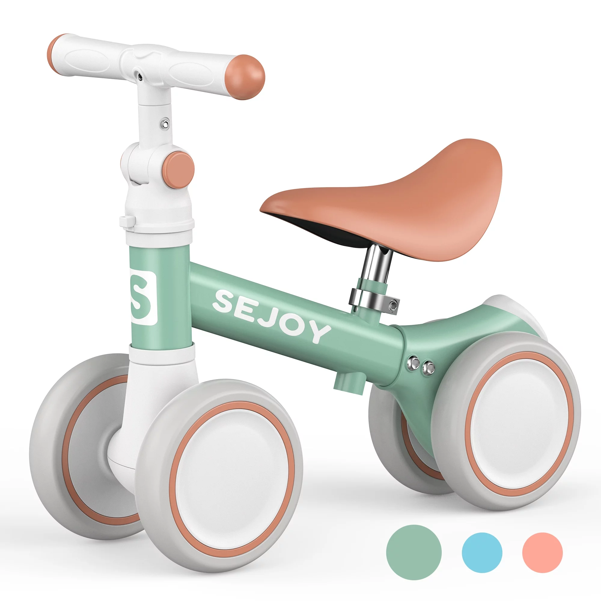 Sejoy Baby Balance Bike, Toddler Baby Bicycle with 4 Wheels for 10-36 Months, Adjustable Handlebar Baby Outdoor Bike Riding Toy, First B-day Gift - Womvr