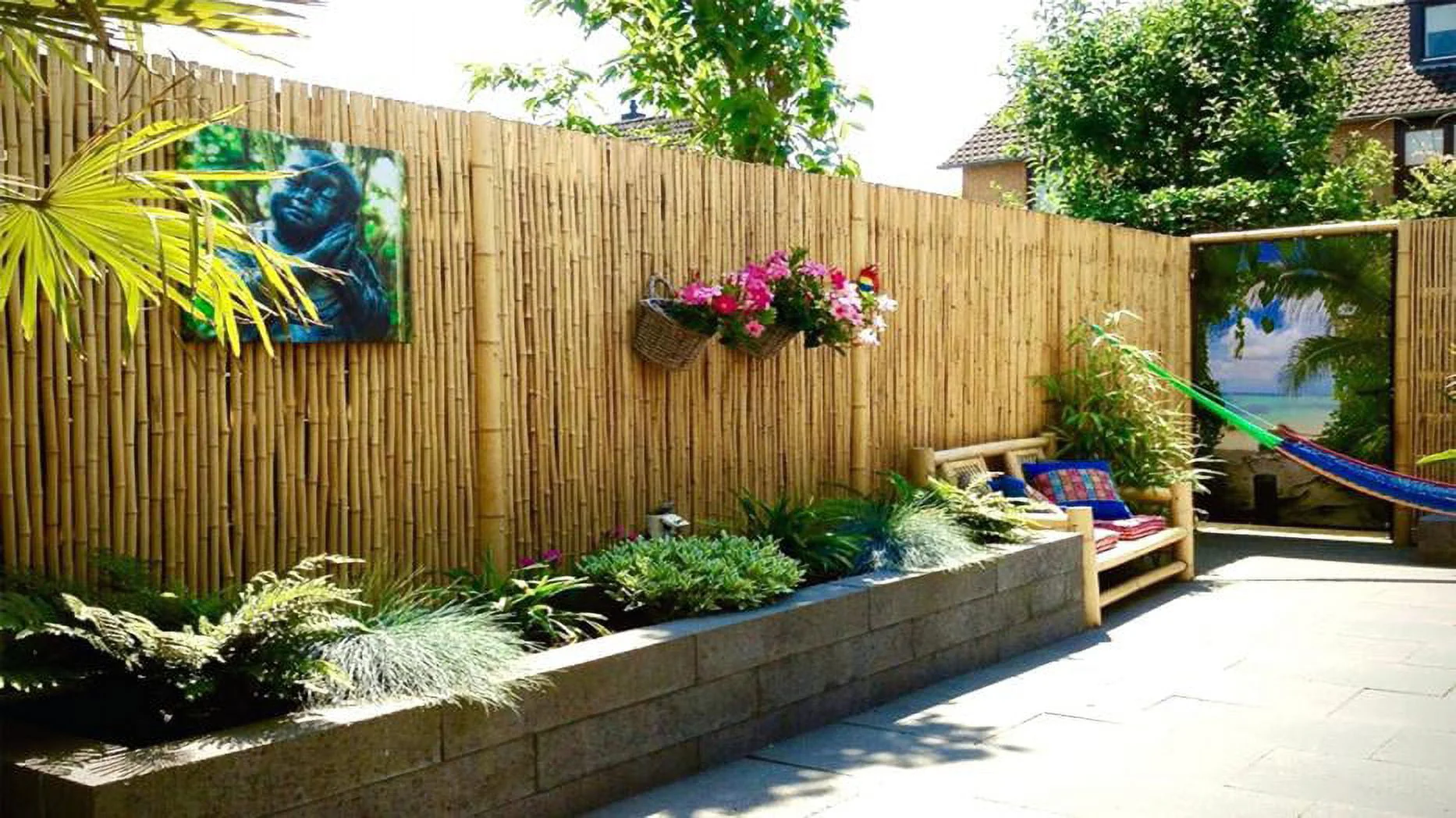 Backyard X-Scapes Natural Bamboo Fencing Garden Screen Rolled Fence Panel 3/4