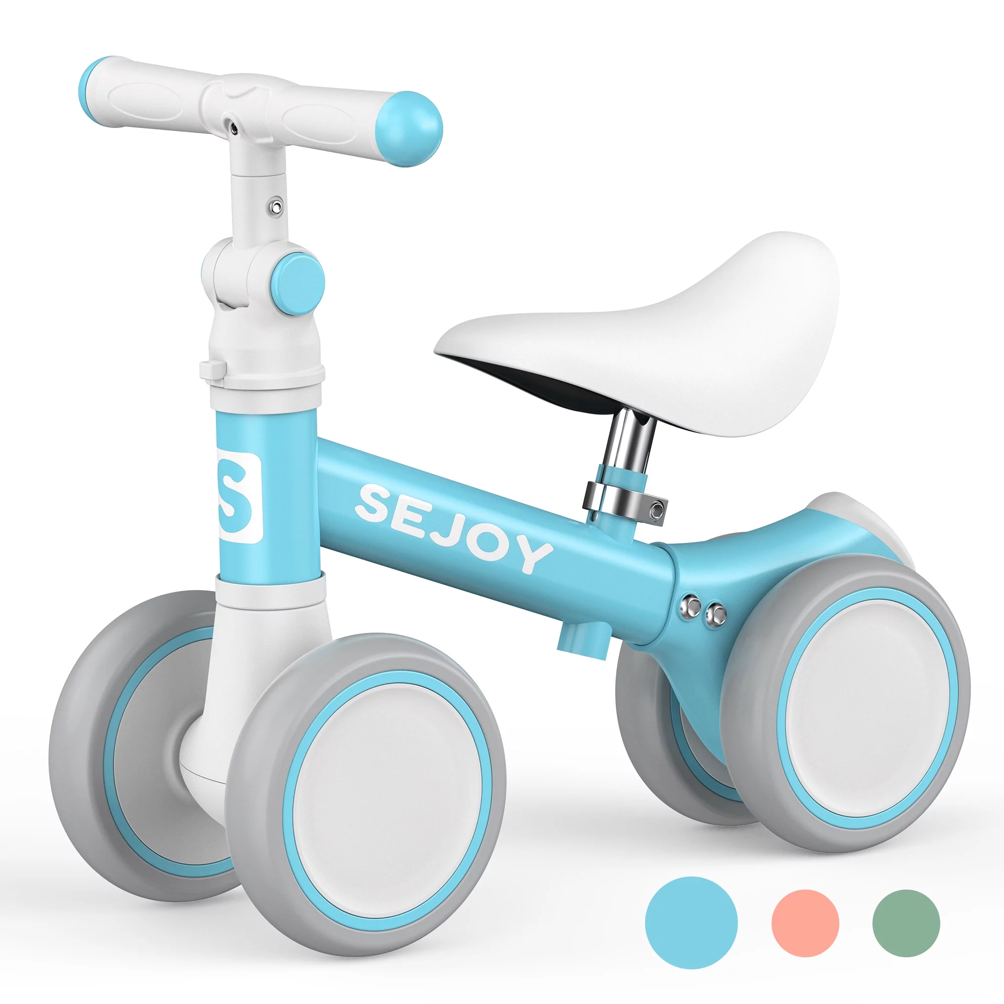 Sejoy Baby Balance Bike, Toddler Baby Bicycle with 4 Wheels for 10-36 Months, Adjustable Handlebar Baby Outdoor Bike Riding Toy, First B-day Gift - Womvr