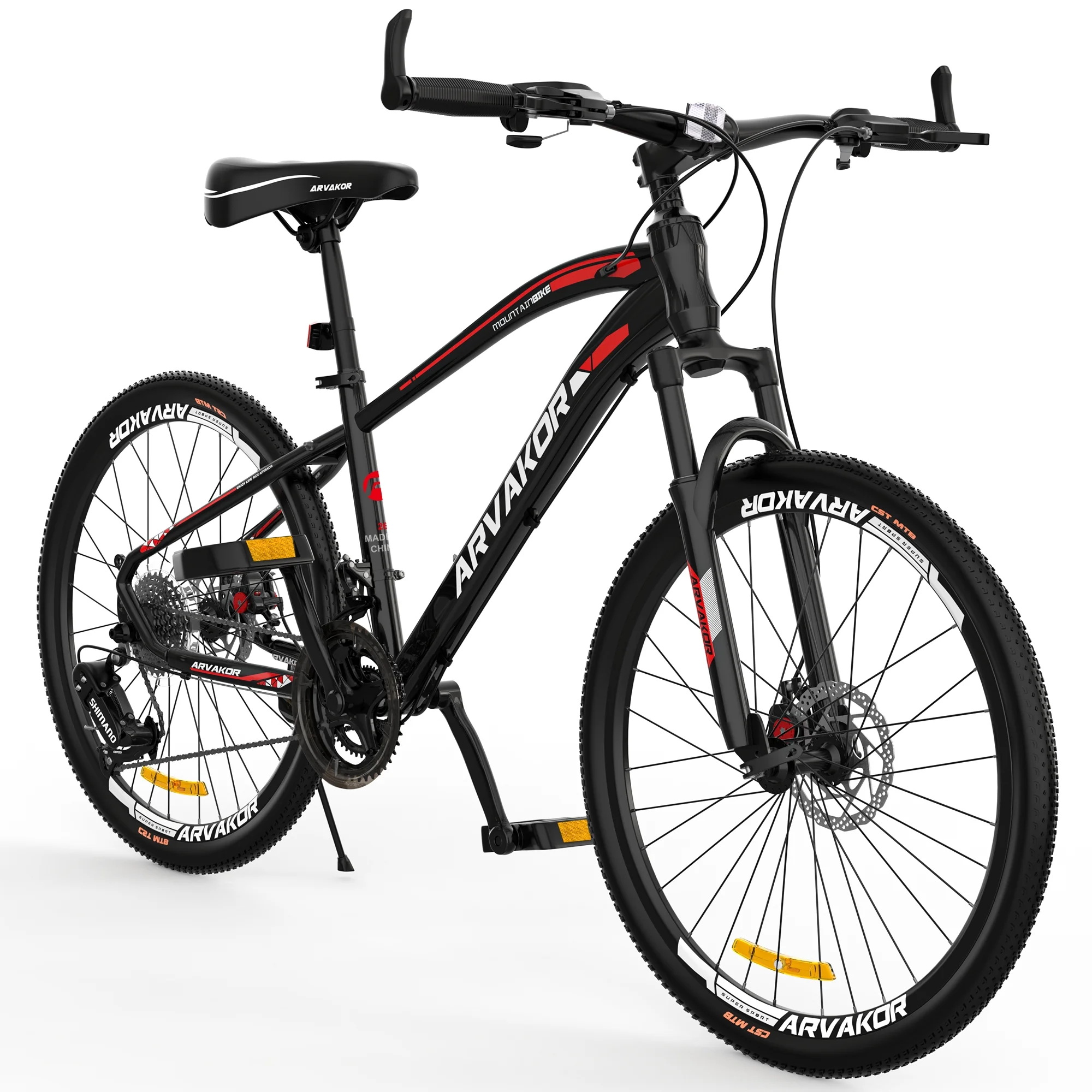 ARVAKOR 26'' Mountain Bike with Daul Disc Brakes, 21 Speed, Aluminium Alloy Frame MTB, Black - Womvr