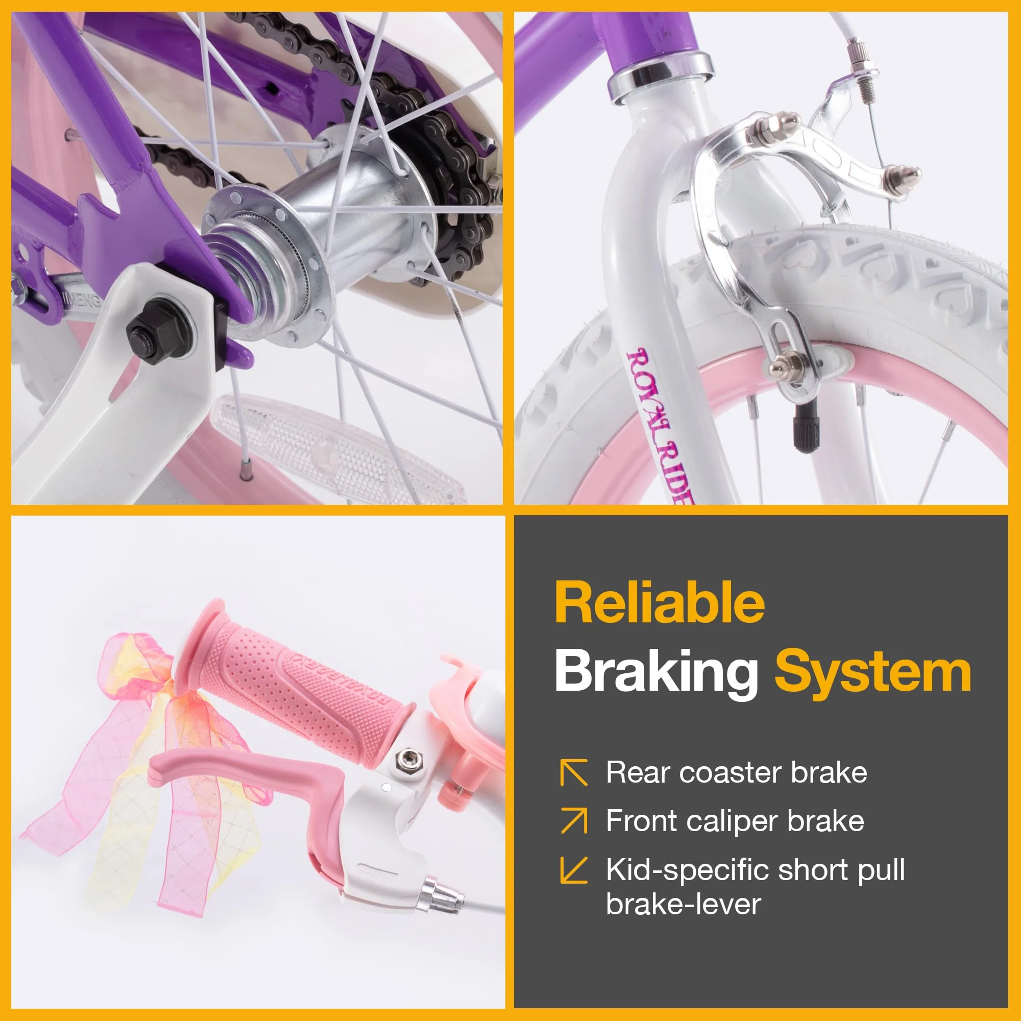 Royalbaby Girls Kids Bike Star girl 14 In Bicycle Basket Training Wheels Blue Child's Cycle - Womvr