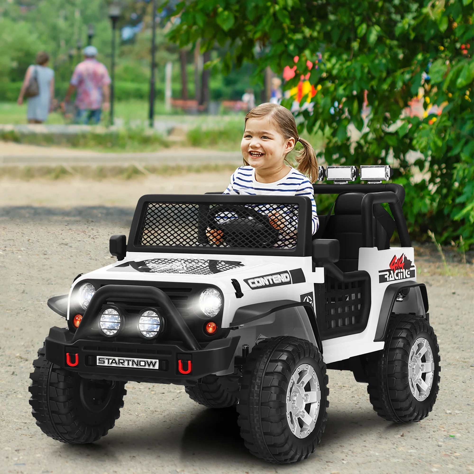 Costway 12V Kids Ride On Truck Remote Control Electric Car with Lights&Music Red - Womvr