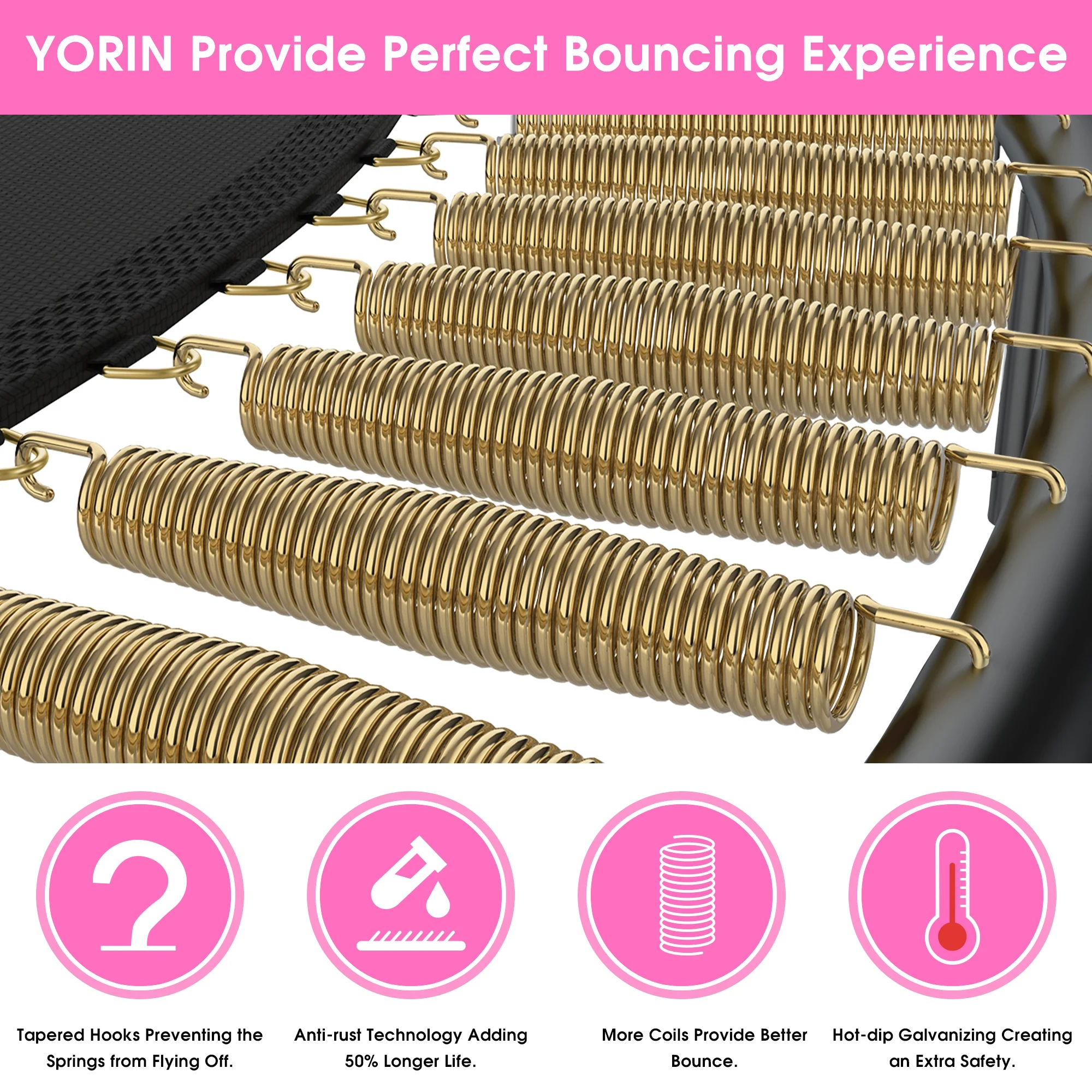 YORIN Trampoline for 2-3 Kids, 8FT 10FT Trampoline for Adults with Enclosure Net, Basketball Hoop, Ladder, 800LBS Outdoor Recreational Trampoline with Light, Sprinkler, Socks, Heavy Duty Trampoline - Womvr