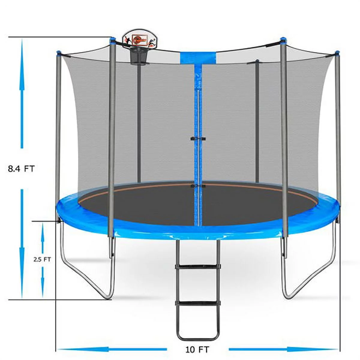 Trampoline for Kids, 14ft Trampoline with Basketball Hoop, Kids Trampoline for Ourdoor with Ladder, W-Shaped Leg for More Sturdy,  72 pcs Springs - Womvr