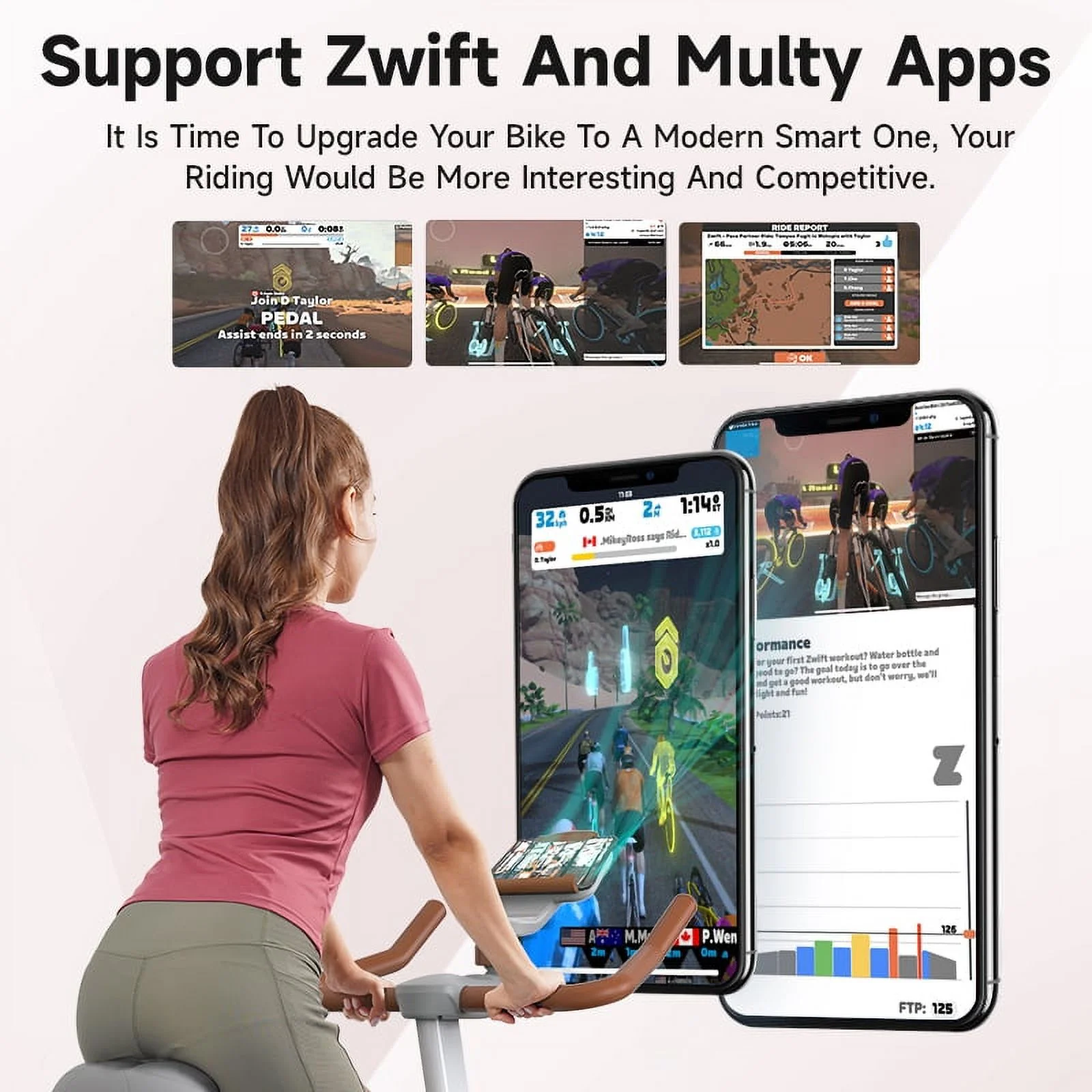 Pooboo Professional Bluetooth Magnetic Exercise Bikes Belt Driven Indoor Cycling Bike with Heavy-duty Flywheel - Womvr