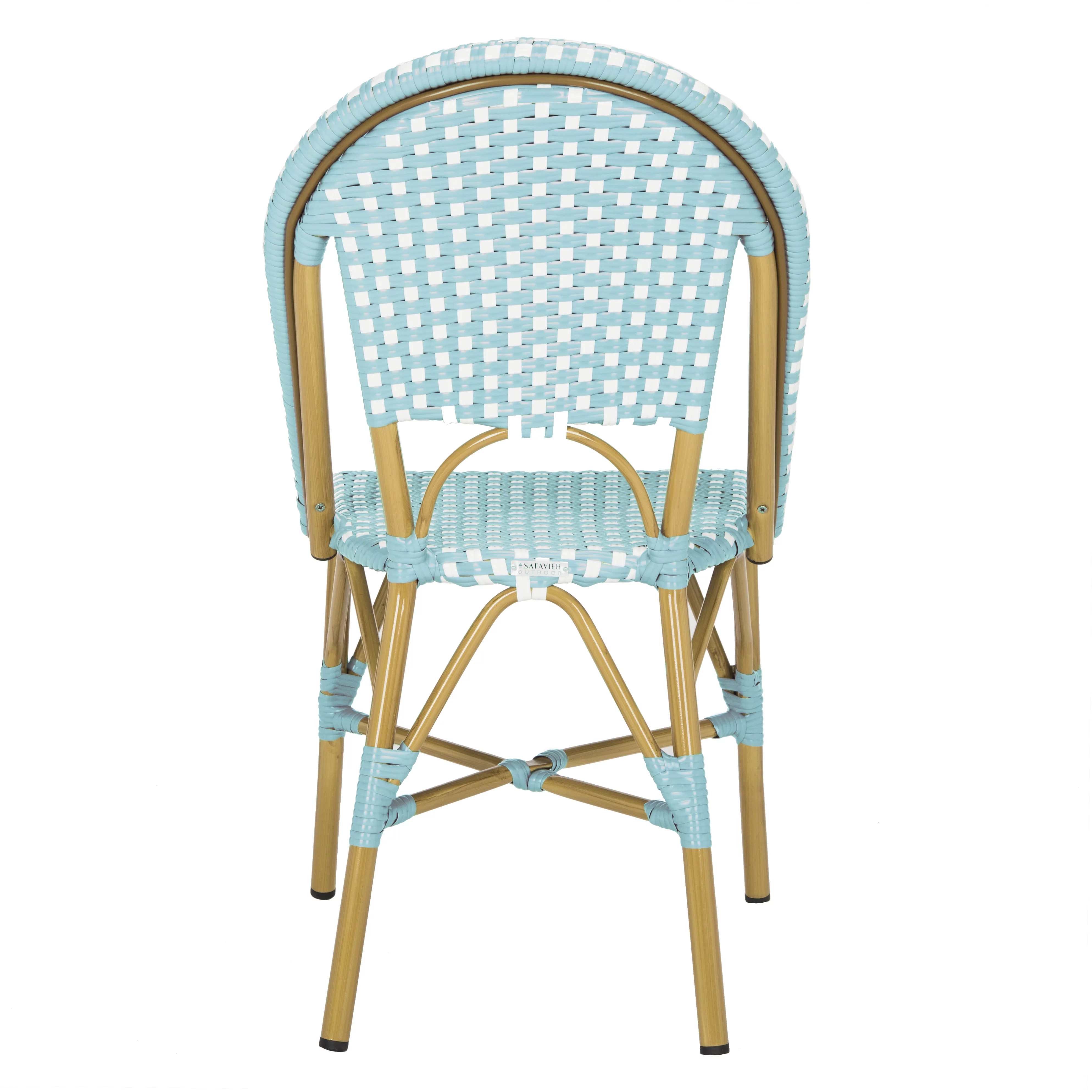 SAFAVIEH Salcha Outdoor French Bistro Side Chair, Blue/White, Set of 2 - Womvr