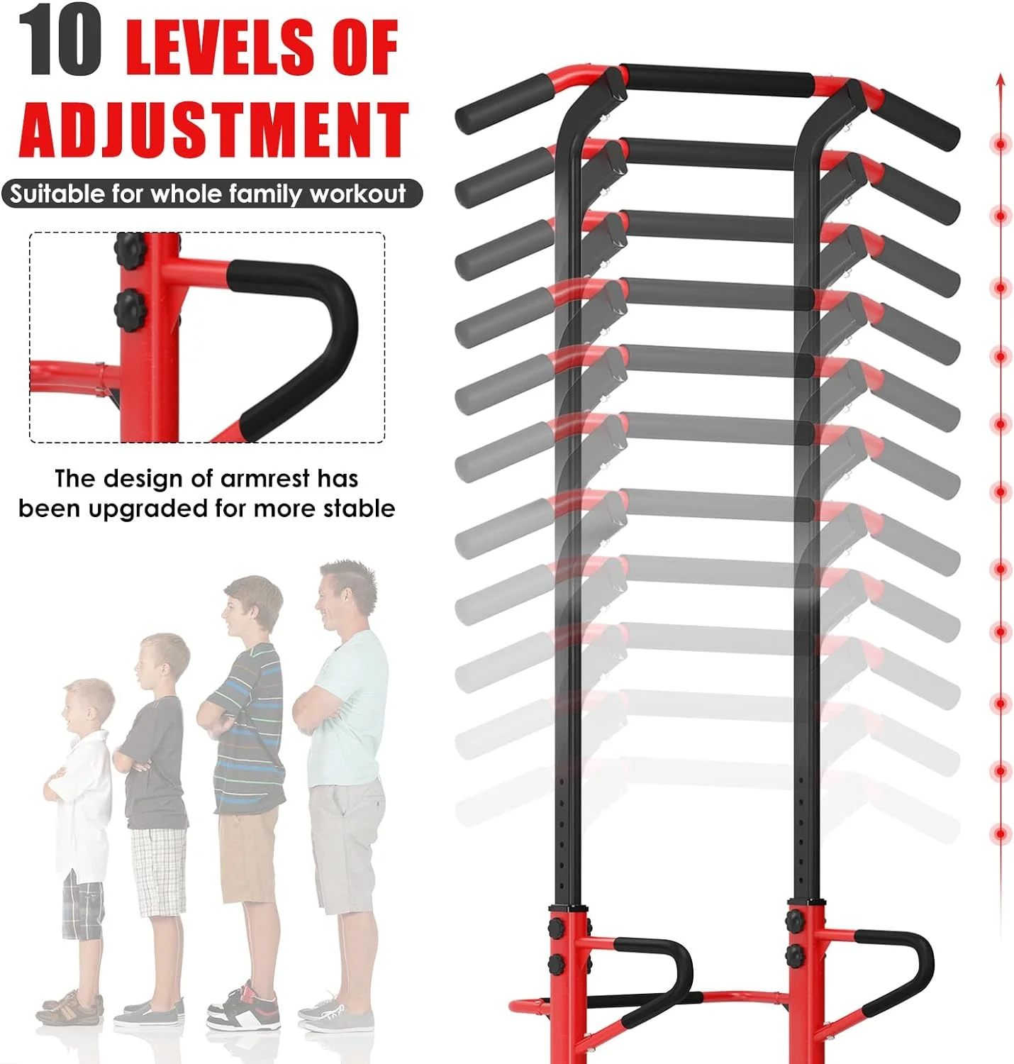 SOGES Height Adjustable Power Tower Dip Stands Pull up Bar Strength Training for Home Gym Black - Womvr