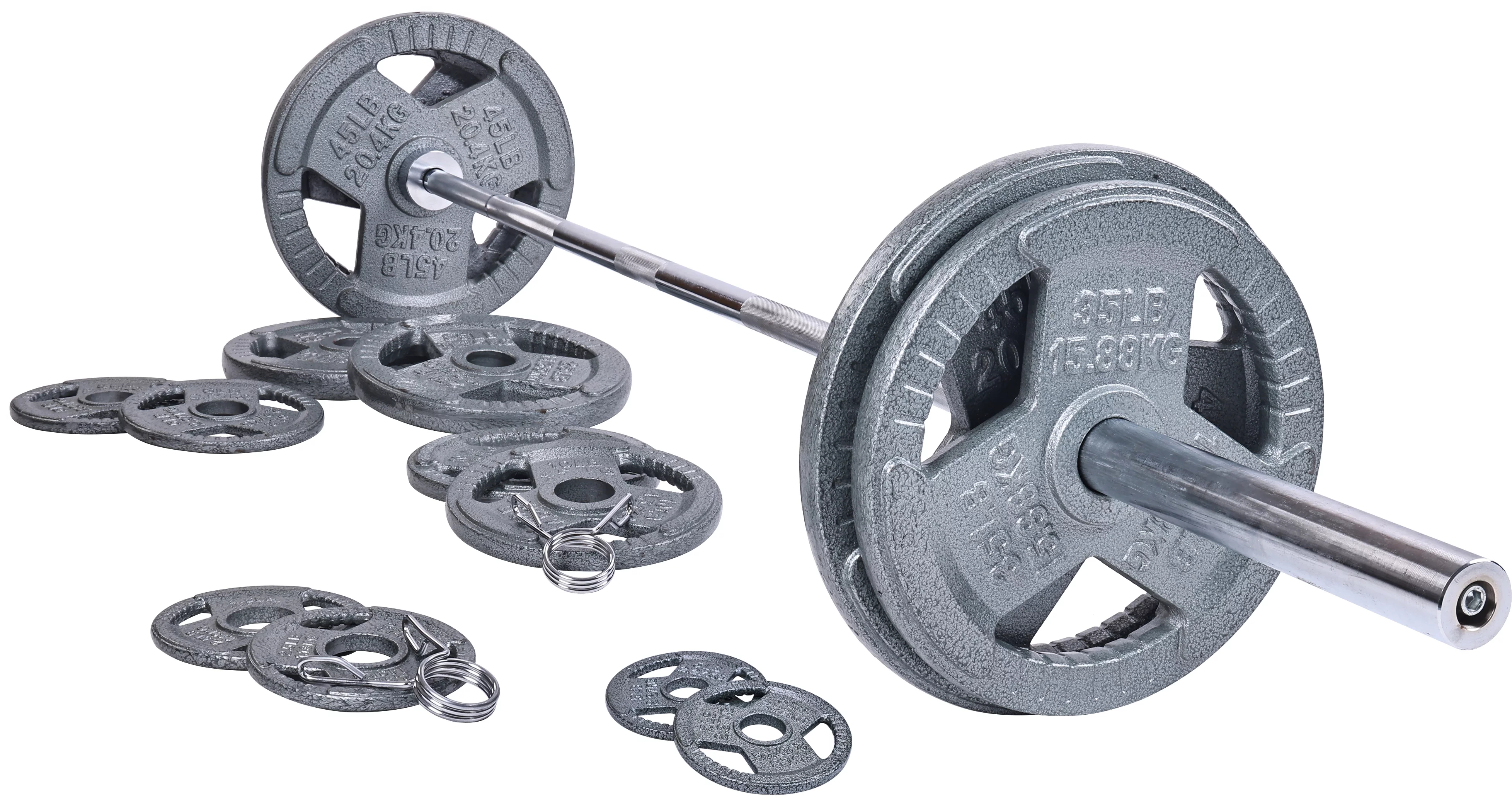 BalanceFrom Cast Iron Olympic Weight Including 7FT Olympic Barbell and Clips, 300-Pound Set (255 Pounds Plates + 45 Pounds Barbell), Multiple Packages - Womvr