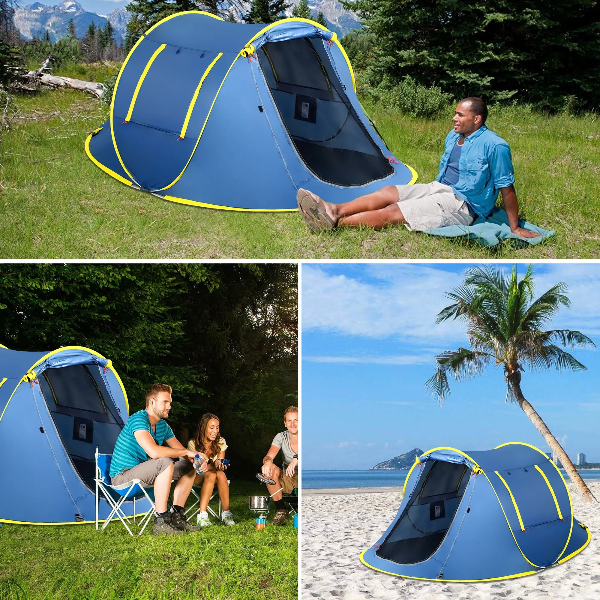 GVDV Camping Instant Tent, 3 Person Pop up Tent, Upgrade Resistant Dome Tent, Easy Setup for Camping Hiking and Outdoor - Womvr