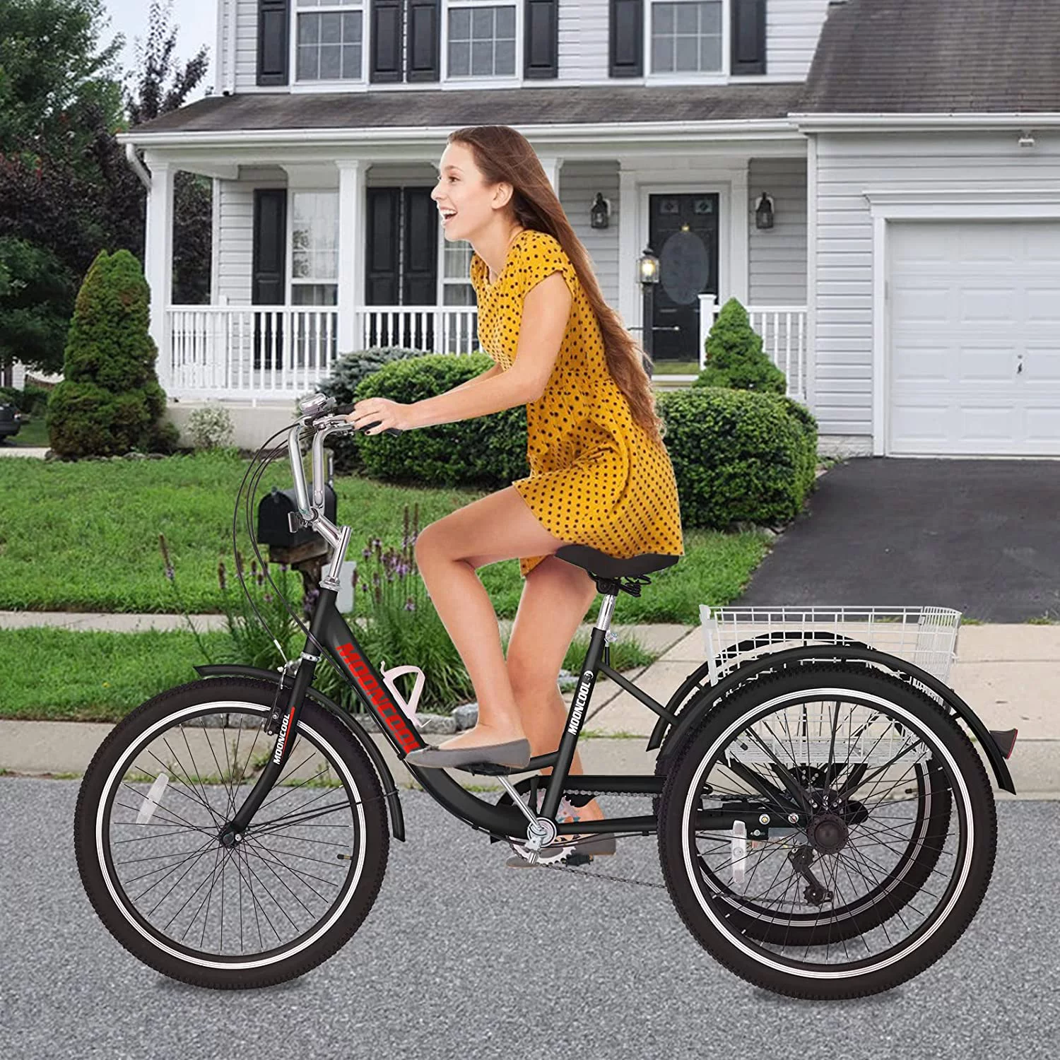 Docred Adult Tricycle 7 Speed 24 Inch Three Wheel Bike Cruiser Trike for Men/Women/Seniors - Womvr