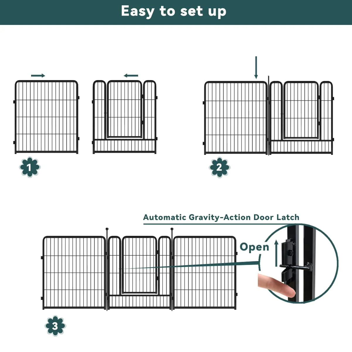 FXW Garden Fence 24 Panels 54ft (L)×32in (H) Animal Barrier Decorative Metal Fence with 2 Gates Temporary Fencing No Dig Fencing for Yard Patio, Black - Womvr