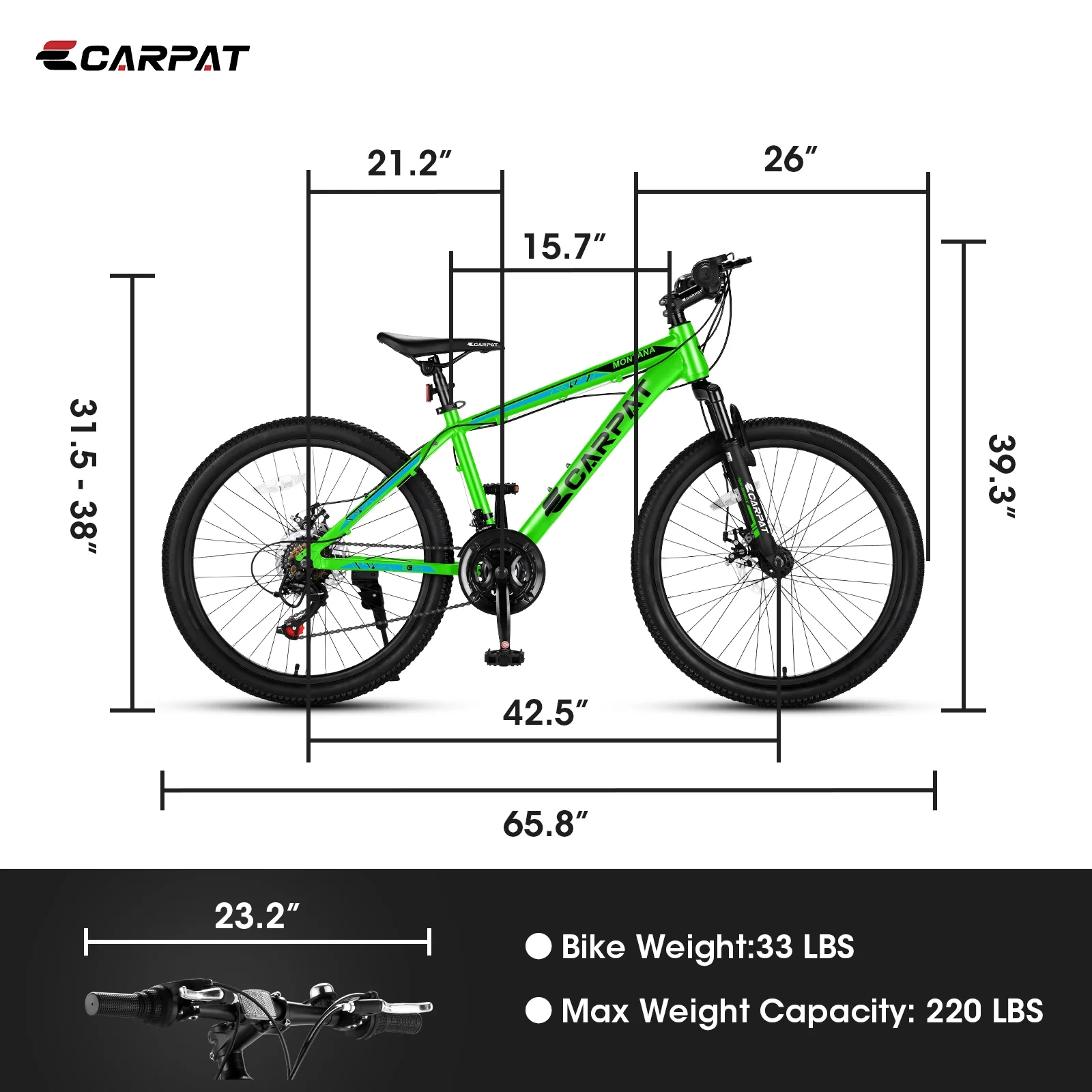 24 inch Mountain Bike for Boys Girls, Aluminum Mountain Bike with Disc Brakes - Womvr