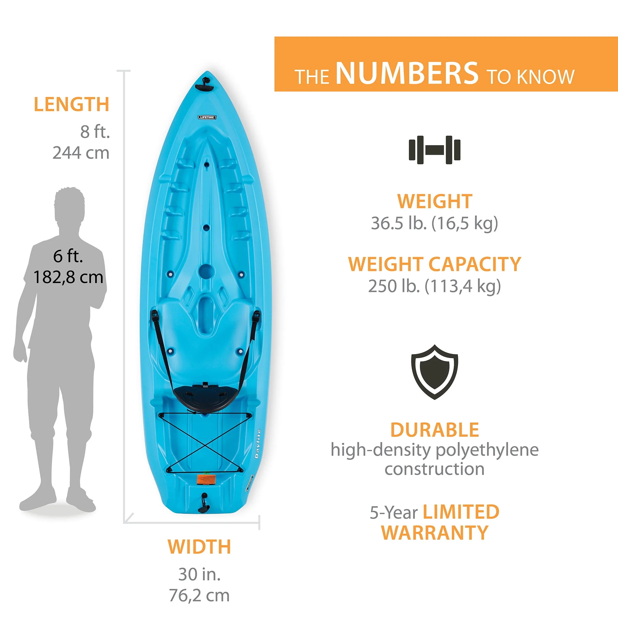 Lifetime Daylite 8 ft Sit-on-Top Kayak, Red (90775) - Womvr