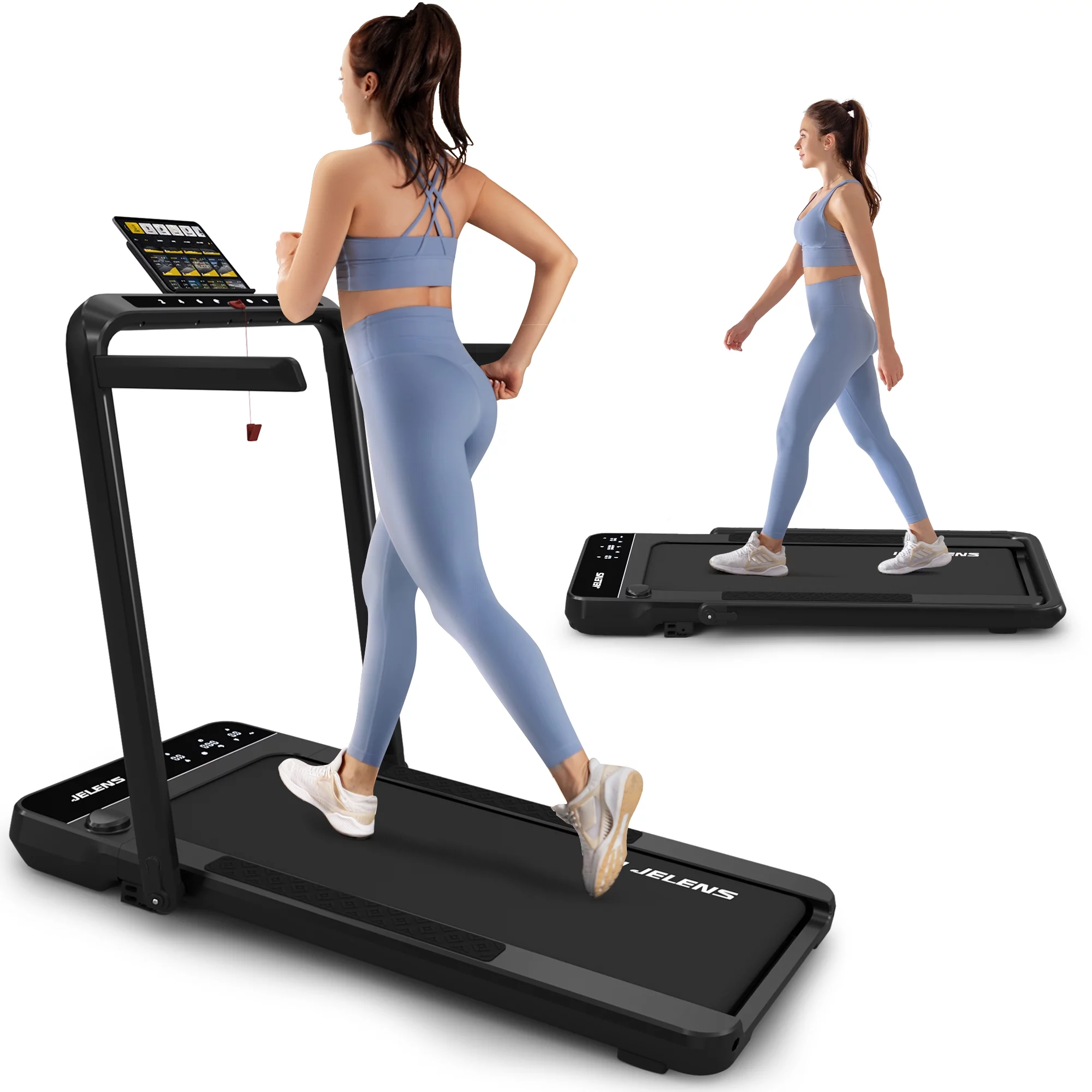 JELENS 2 in 1 Incline Treadmill Under Desk Walking Pad 2.5HP Home Folding Treadmills with Gesture Sensing Control, Walking Machine for Office with Led Display - Womvr