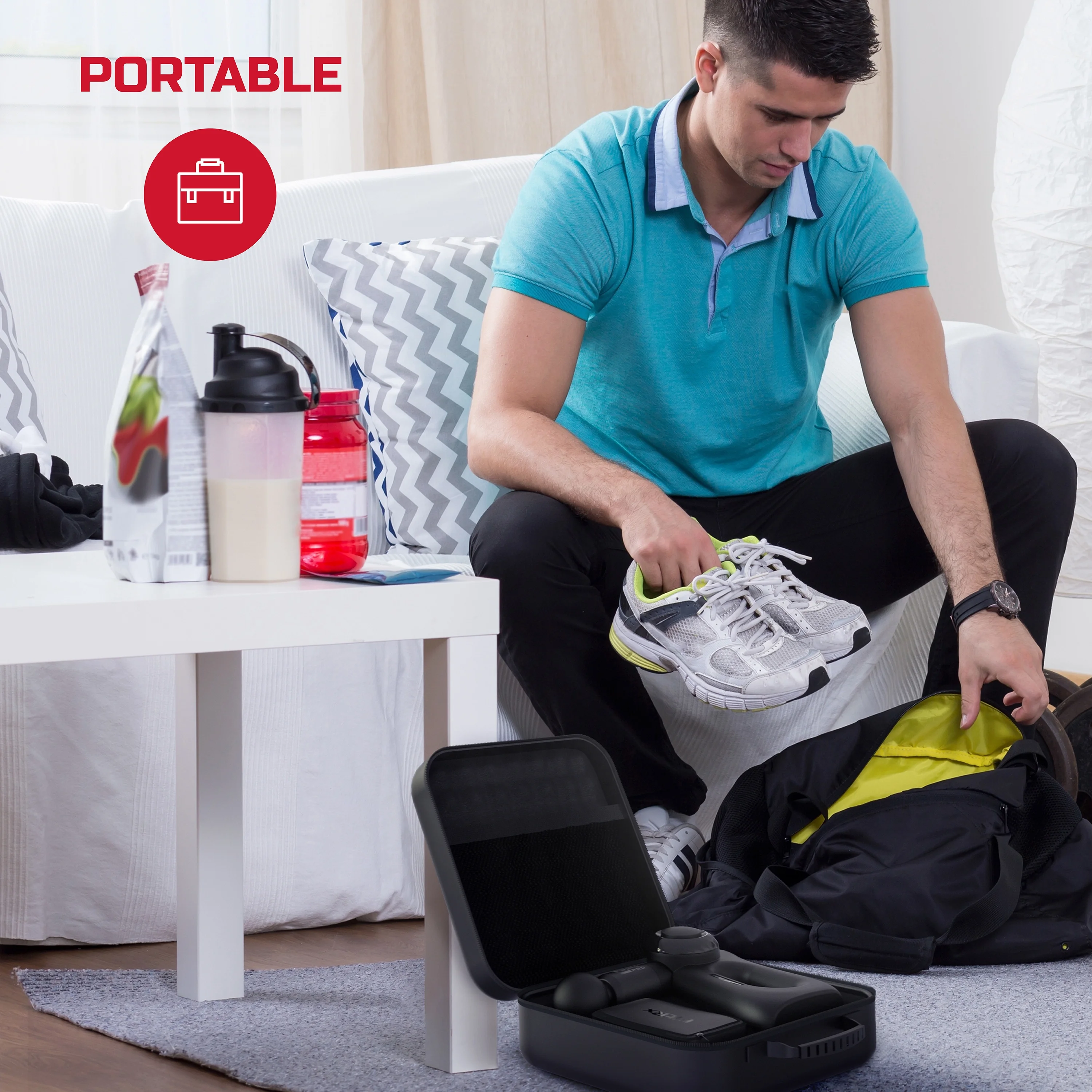 FitRx Pro Neck and Back Massager, Handheld Percussion Massage Gun with Multiple Angles, Speeds and Attachments - Womvr