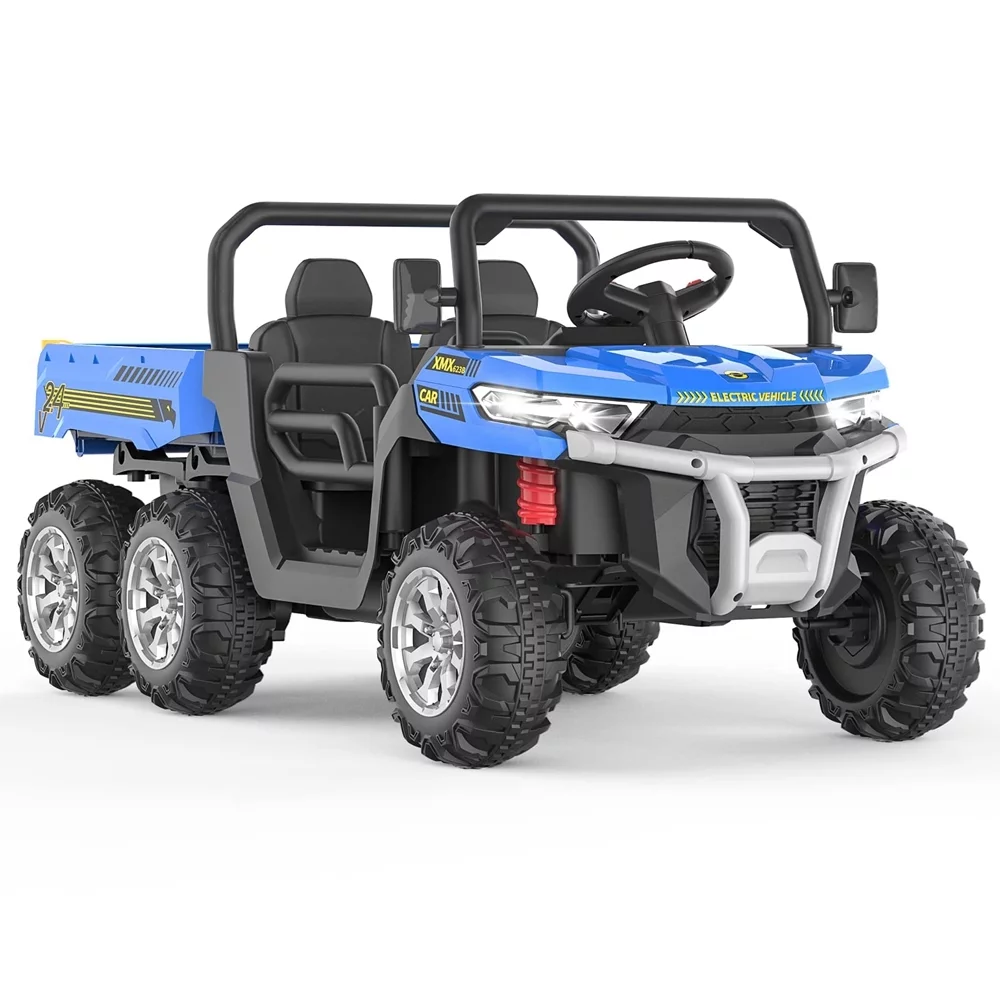 Soonbuy Remote Control Electric UTV Vehicles,2 Seater,6 Wheels with 4x75W Motor Electric Ride On Dump Truck, Blue - Womvr