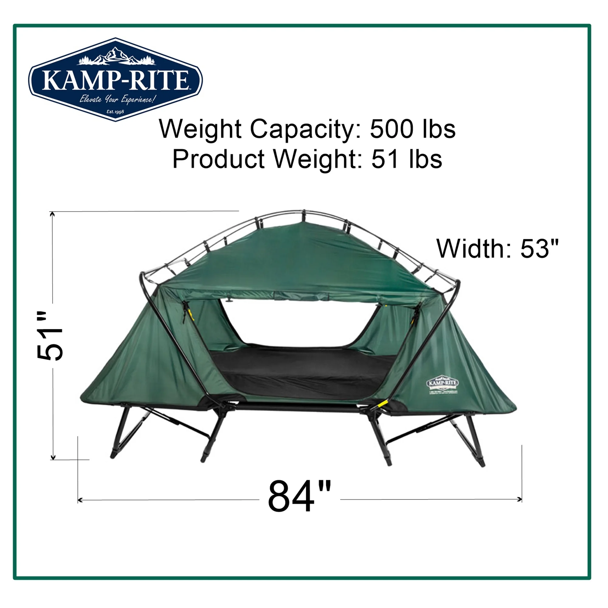 Kamp-Rite Double Quick Setup 2 Person Elevated Cot, Lounge Chair, & Tent - Womvr