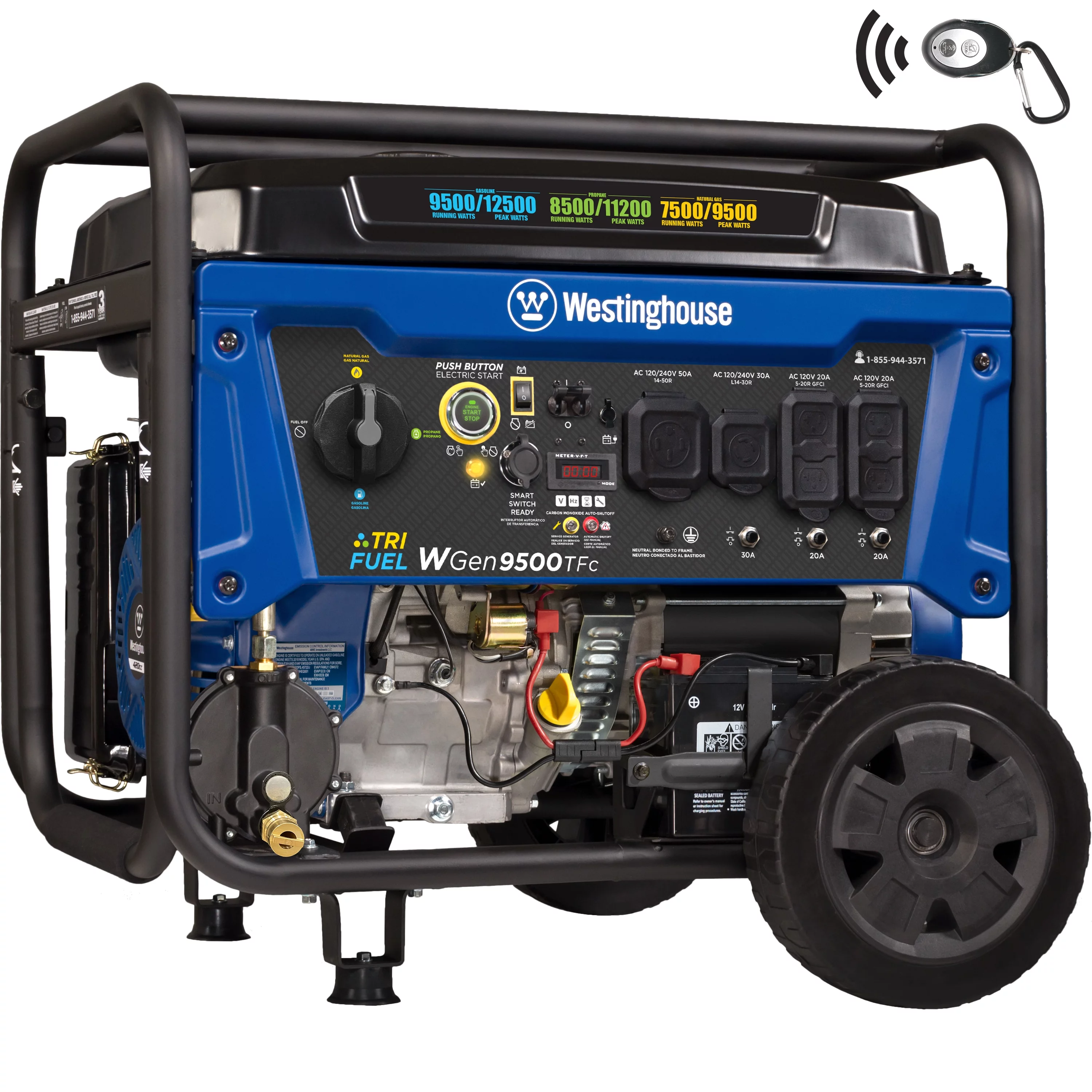 Westinghouse 13,000 Peak Watt Tri-Fuel Portable Generator, Home Backup, CO Sensor - Womvr