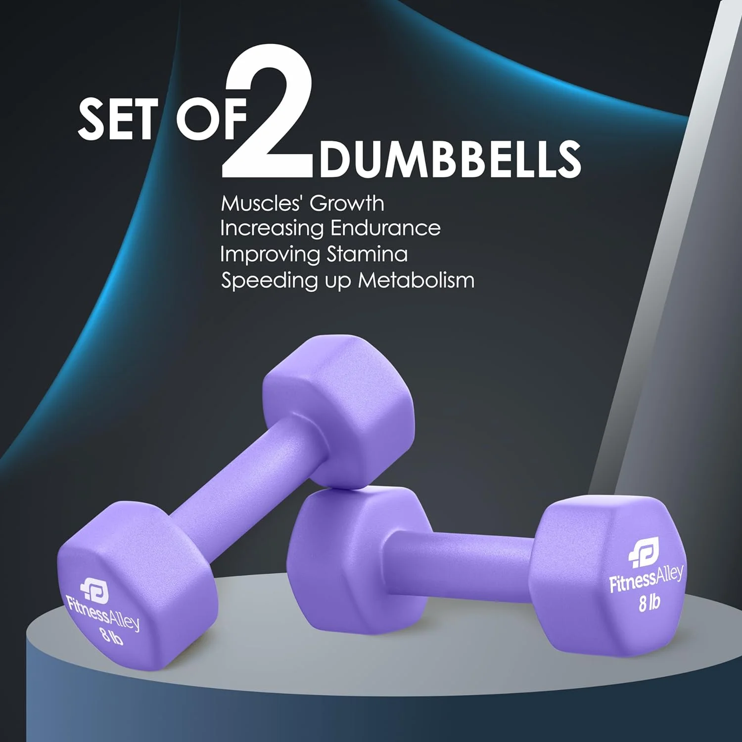 Fitness Alley Neoprene Coated Workout Dumbbells set of 2 �C Anti Roll, Non Slip with Smooth Grip Fitness & Exercise Dumbbells �C Hexagon Shaped Hand Weights (17.5 Pounds) - Womvr