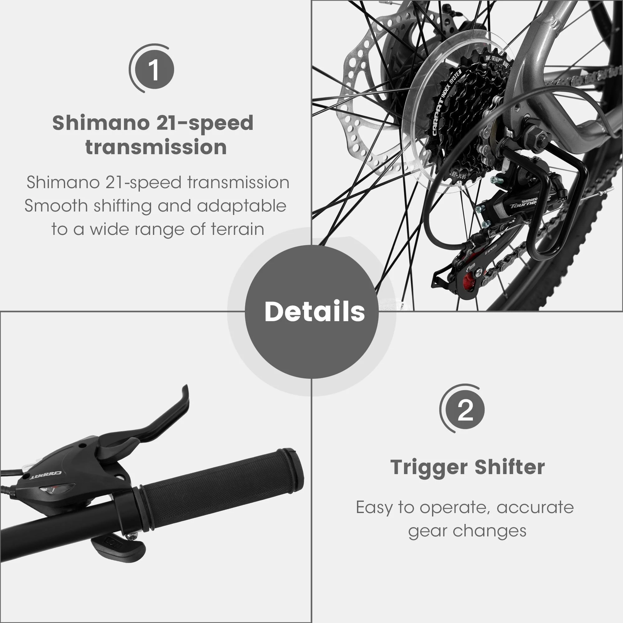 24 inch Mountain Bike, Shimano 21 Speed Drive, Dual Disc Brake, Front Suspension MTB For Boy Girl - Womvr
