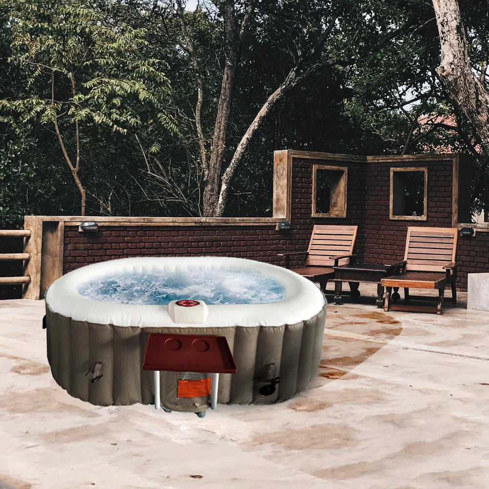 ALEKO 145 Gallon 2 Person Brown Oval Inflatable Jetted Hot Tub with Cover - Womvr