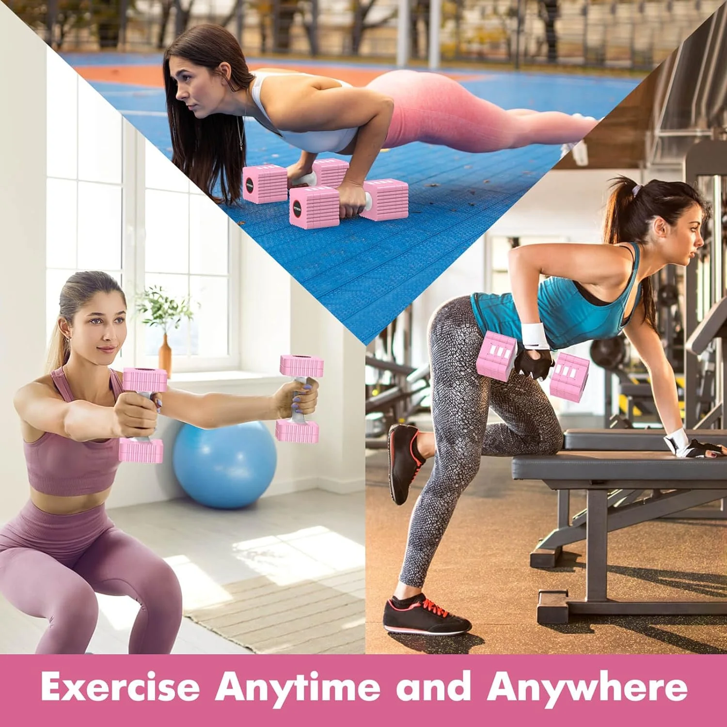 Adjustable Dumbbell Set, Hand Weights Set for Women/Men, 3.4lb, 5.7lb, 8.0lb, 10.3lb, 12.6lb Adjustable Weights Dumbbells Set for Home Gym Strength Training - Womvr