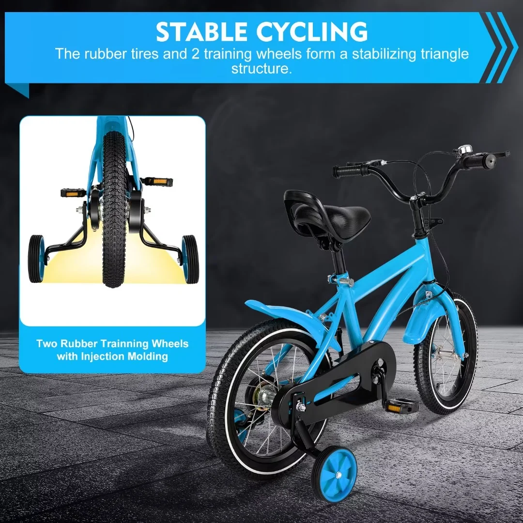 TFCFL 14 inch Kids Bike Bicycle Children Cycle Bikes Gift With With Safety Training Wheels - Womvr