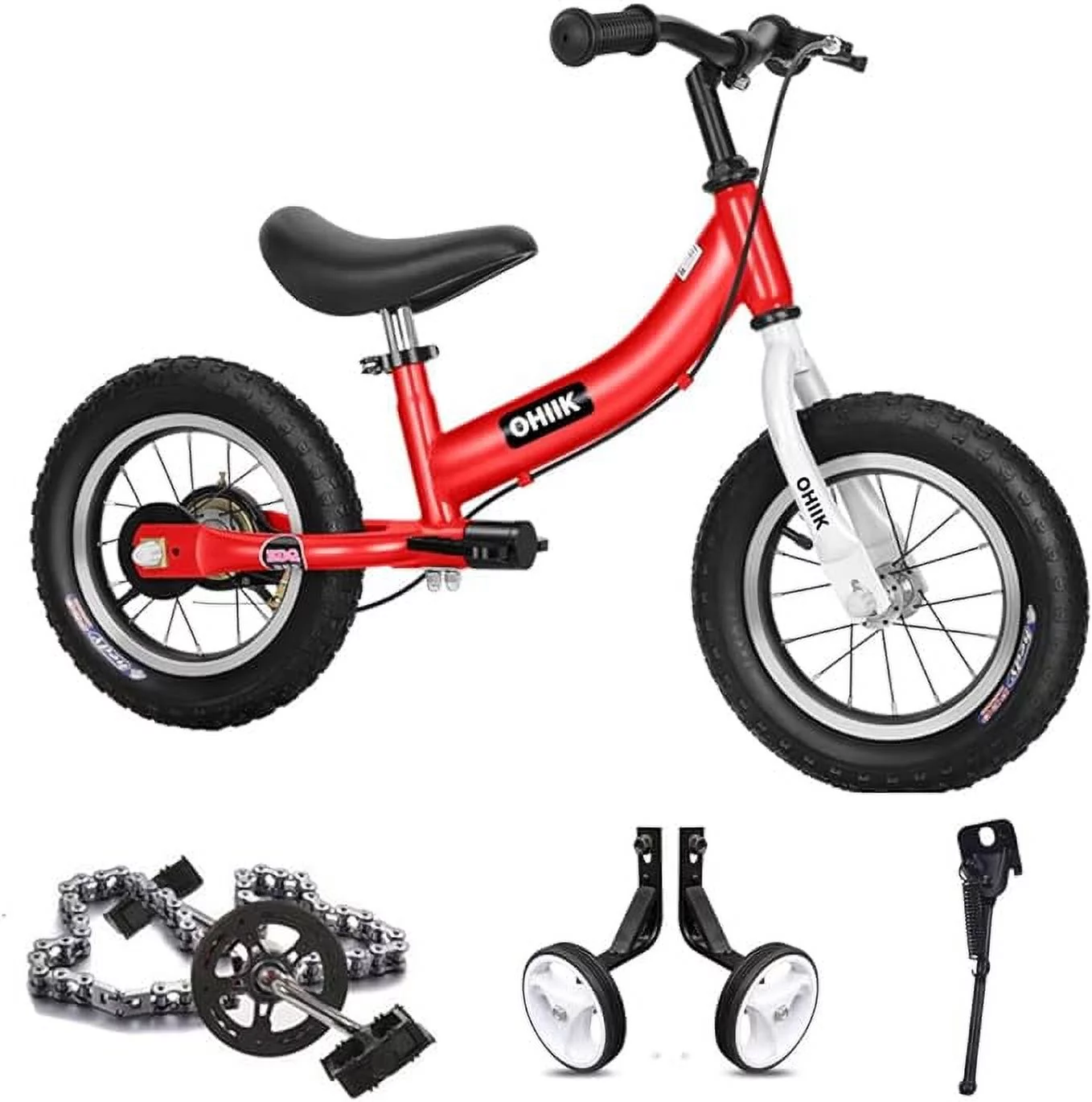 OHIIK Balance Bike 2 in 1 for Kids 2-7 Years Old,Balance to Pedals Bike,12 14 16 inch Kids Bike,with Pedal kit,Training Wheels,Brakes - Womvr