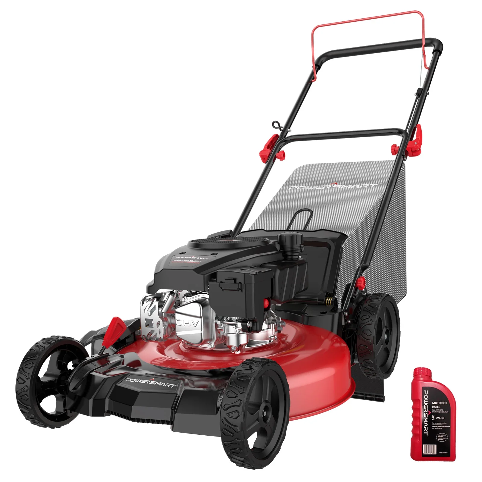PowerSmart Gas Push Lawn Mower, Powered 21-inch 3-in-1 with 144cc OHV 4-stoke Gas Engine - Womvr