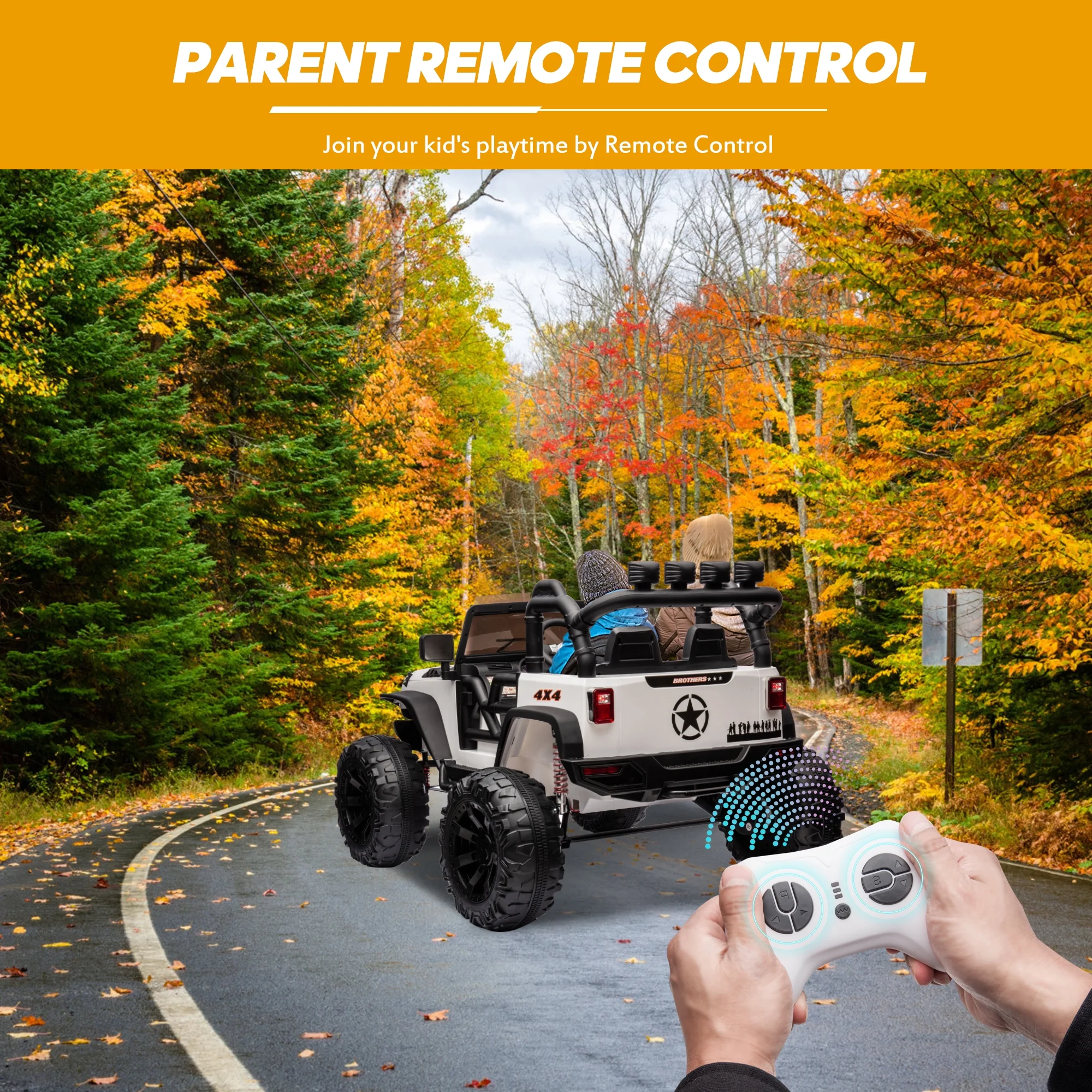 Outfunny 24V Kids Ride on Truck, 2-Seater Powered Ride on Toy Car with Remote - Womvr