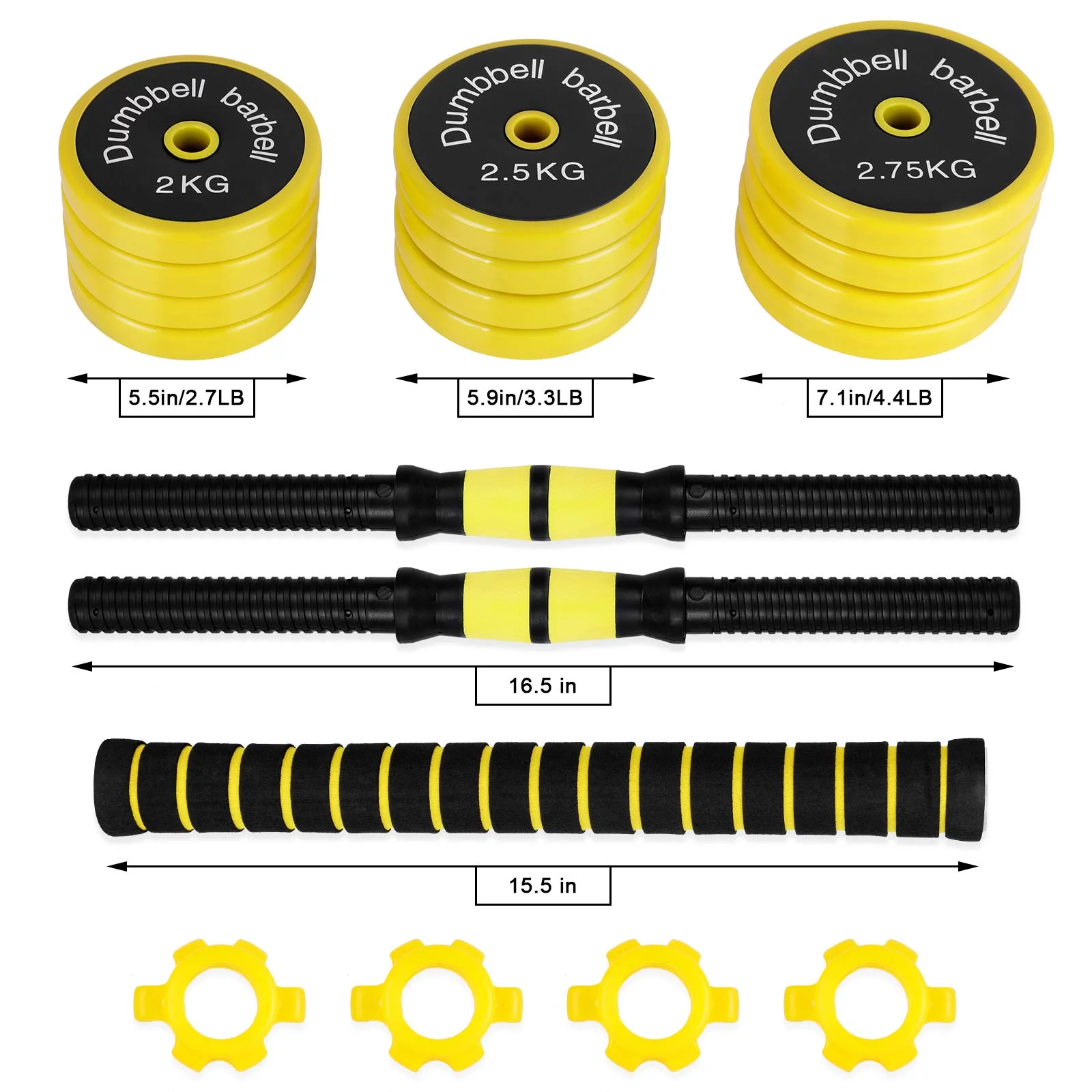 Adjustable Dumbbell Set, Men's And Women's Fitness Free Weight Dumbbell Set, 44 Pounds Of Non-Slip Neoprene Hand - Womvr