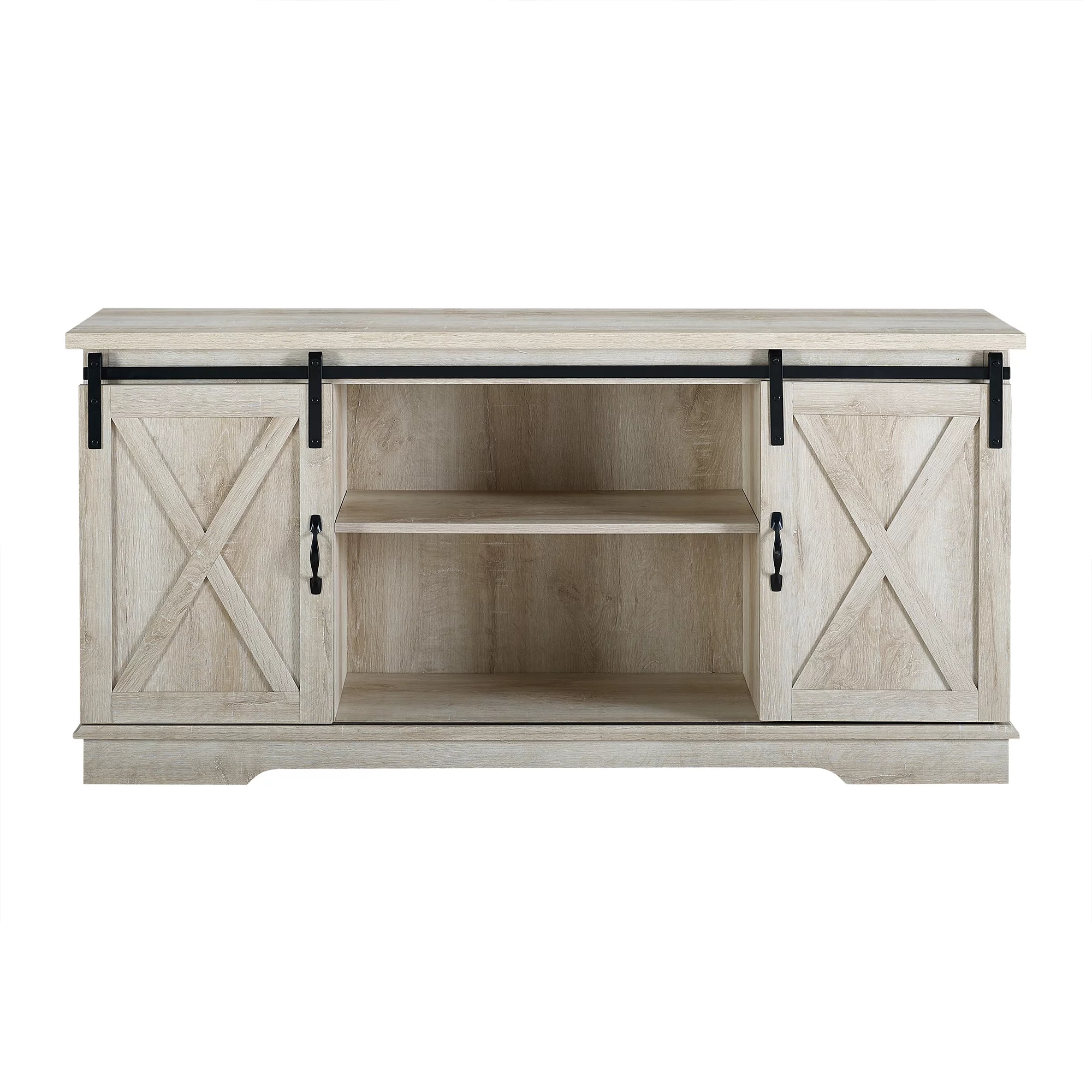 Woven Paths Farmhouse Sliding Barn Door TV Stand for TVs up to 65