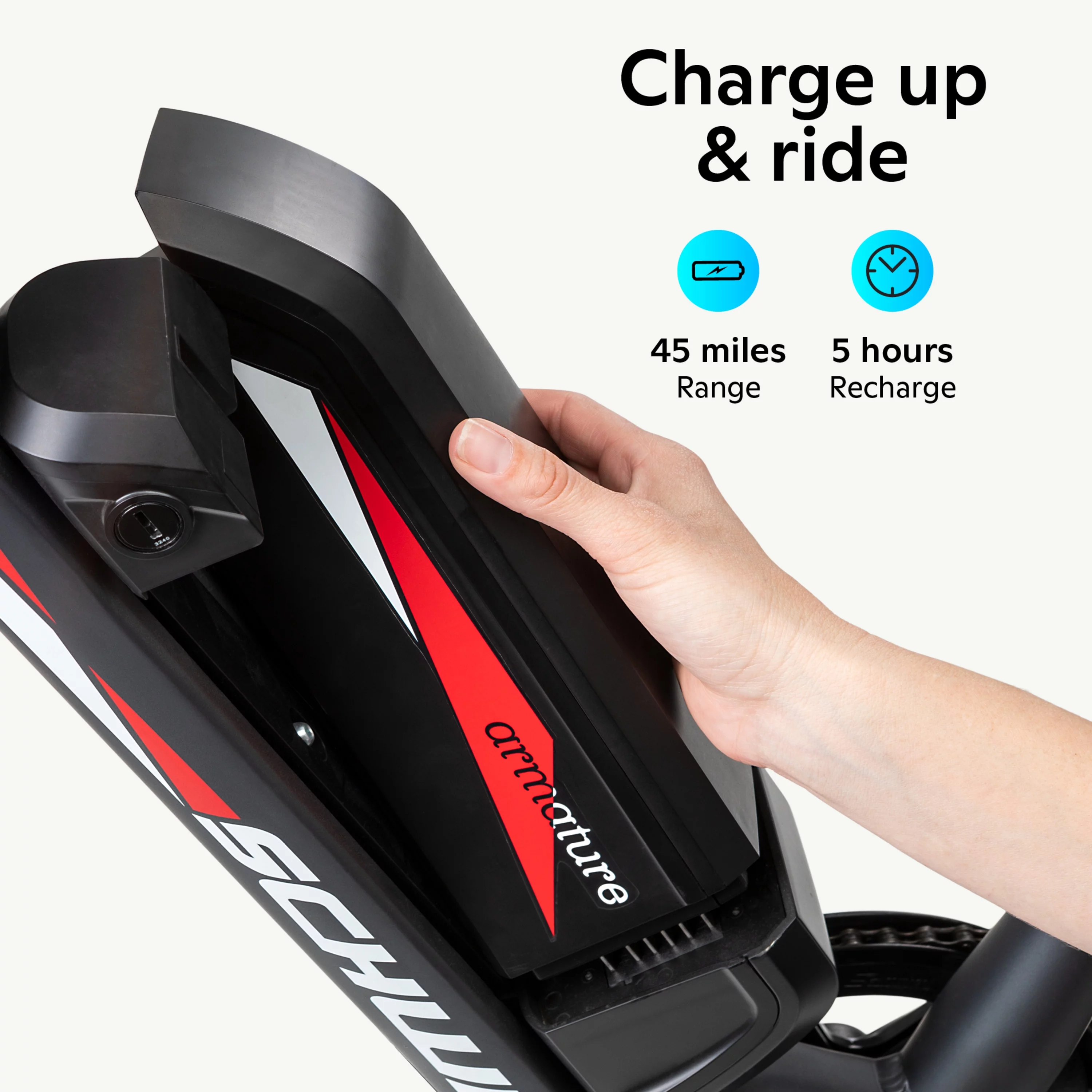 Schwinn 700c Armature Unisex Electric Bike, Black and Red Ebike for Adults, Large Frame - Womvr